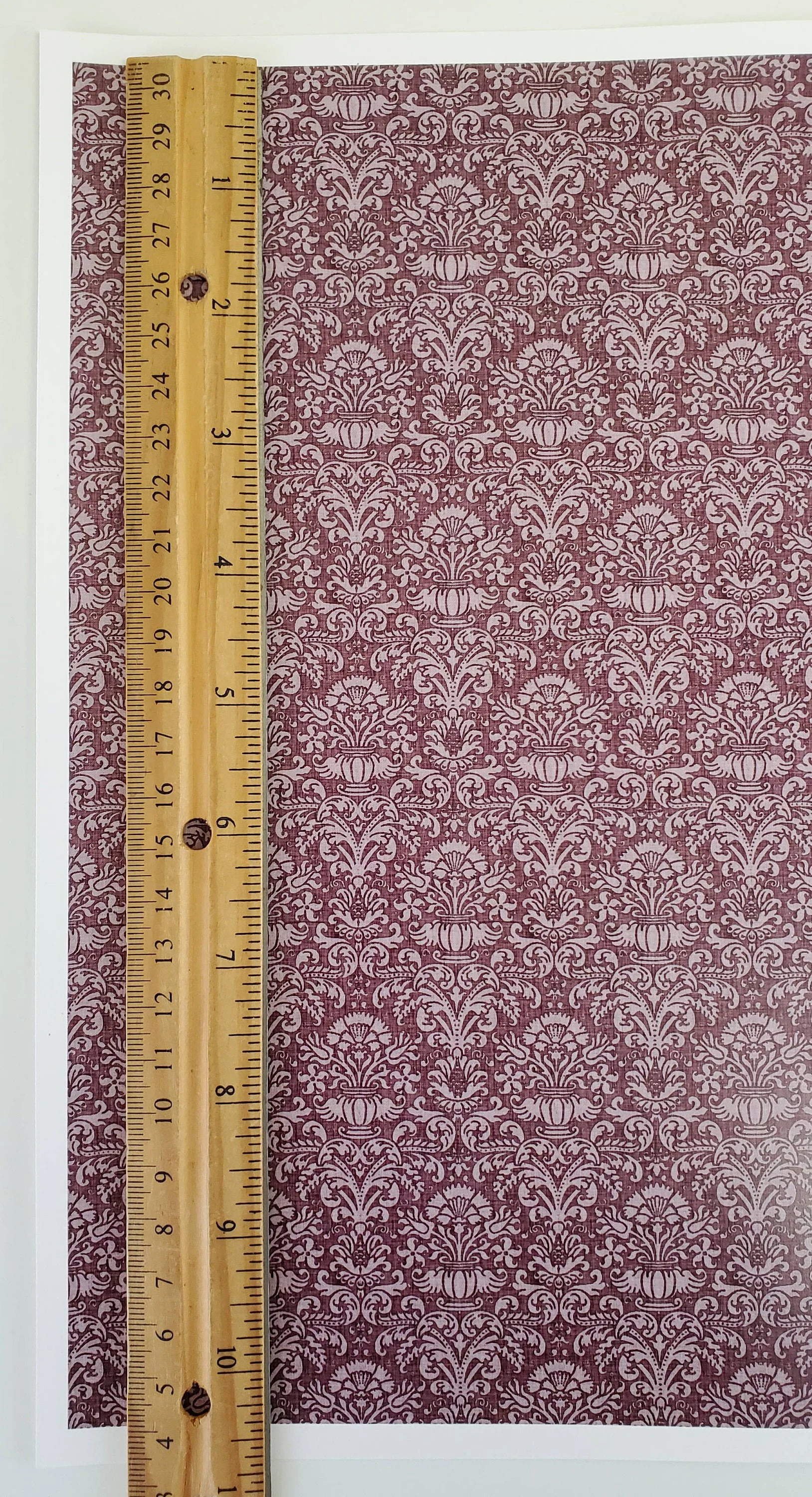 Dollhouse Wallpaper Damask Plum Burgundy Victorian 1:12 Scale Itsy Bitsy Miniatures - Image 3