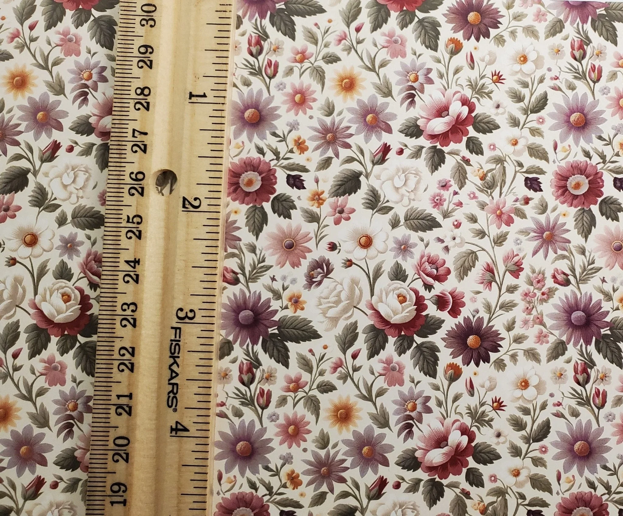 Dollhouse Wallpaper Flower Garden Pink Purple Cream 1:12 Scale MiniatureCrush - Image 3