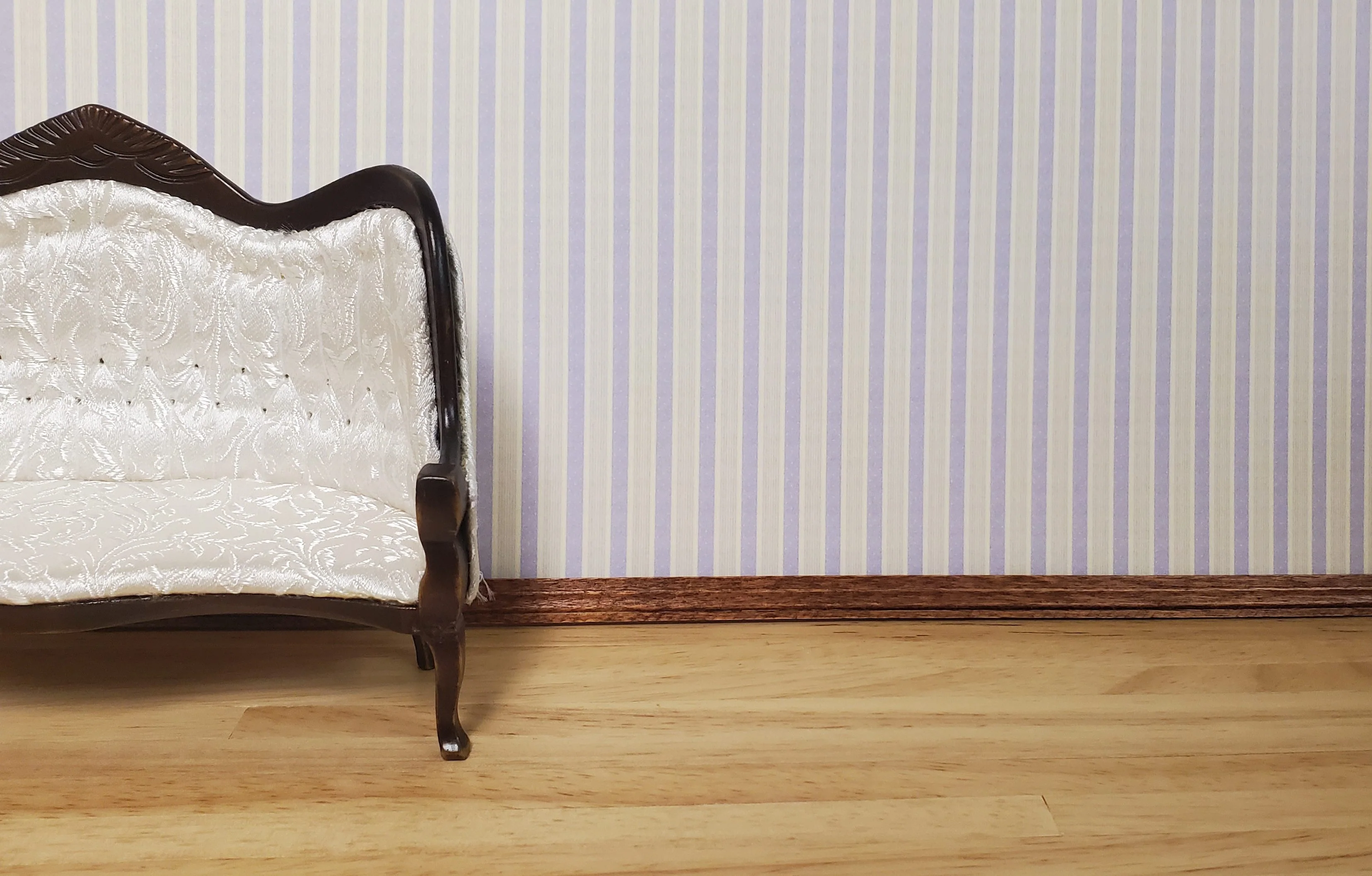 Dollhouse Wallpaper Lavender Purple Stripes 1:12 Scale Miniature by Itsy Bitsy - Image 2