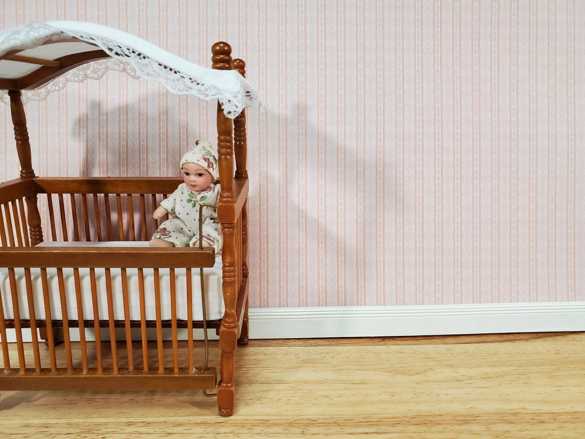 Dollhouse Wallpaper Pink Pale Subtle Stripes 3 Sheets 1:12 Scale Miniatures - Image 2