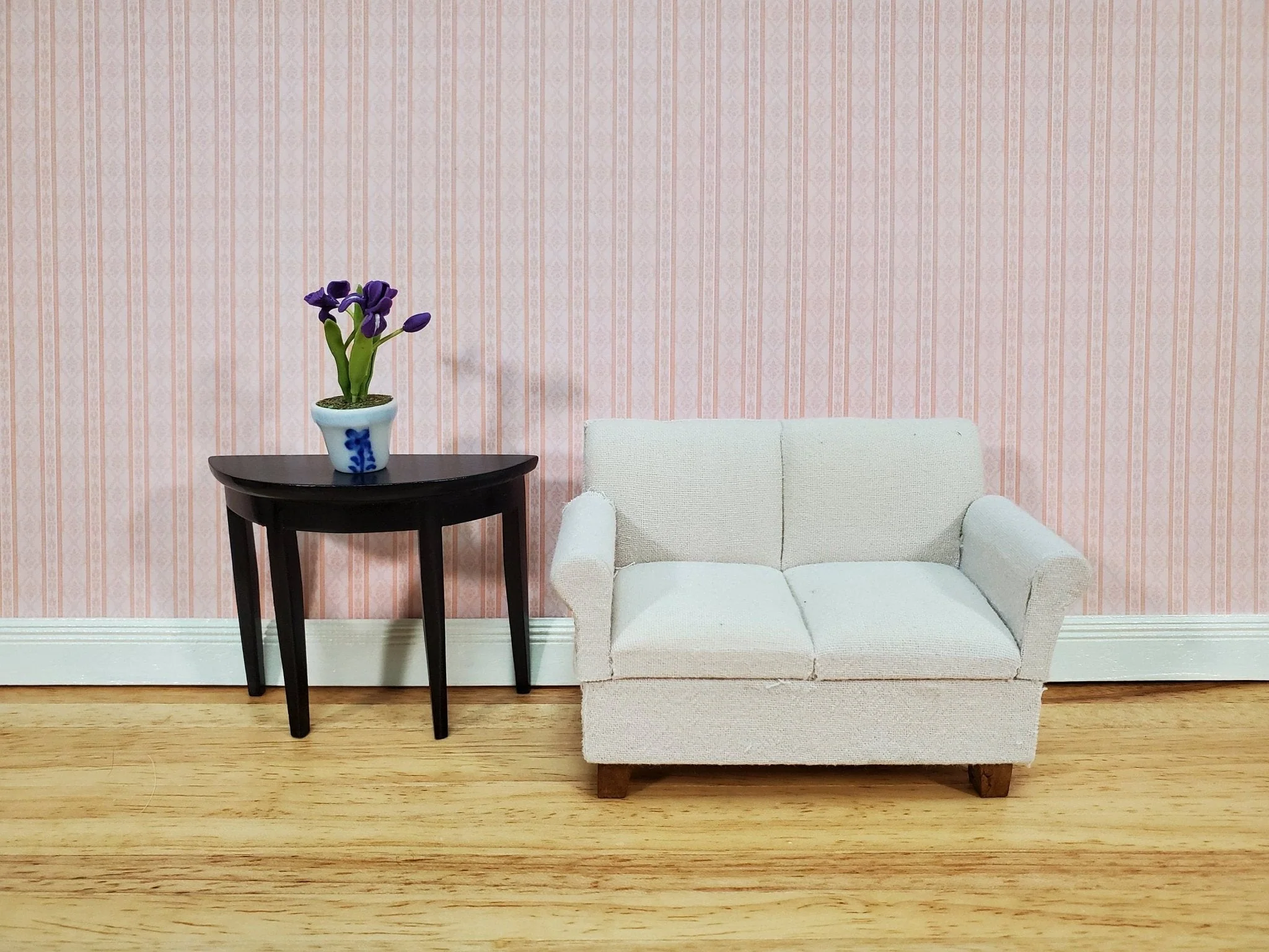 Dollhouse Wallpaper Pink Pale Subtle Stripes 3 Sheets 1:12 Scale Miniatures - Image 3