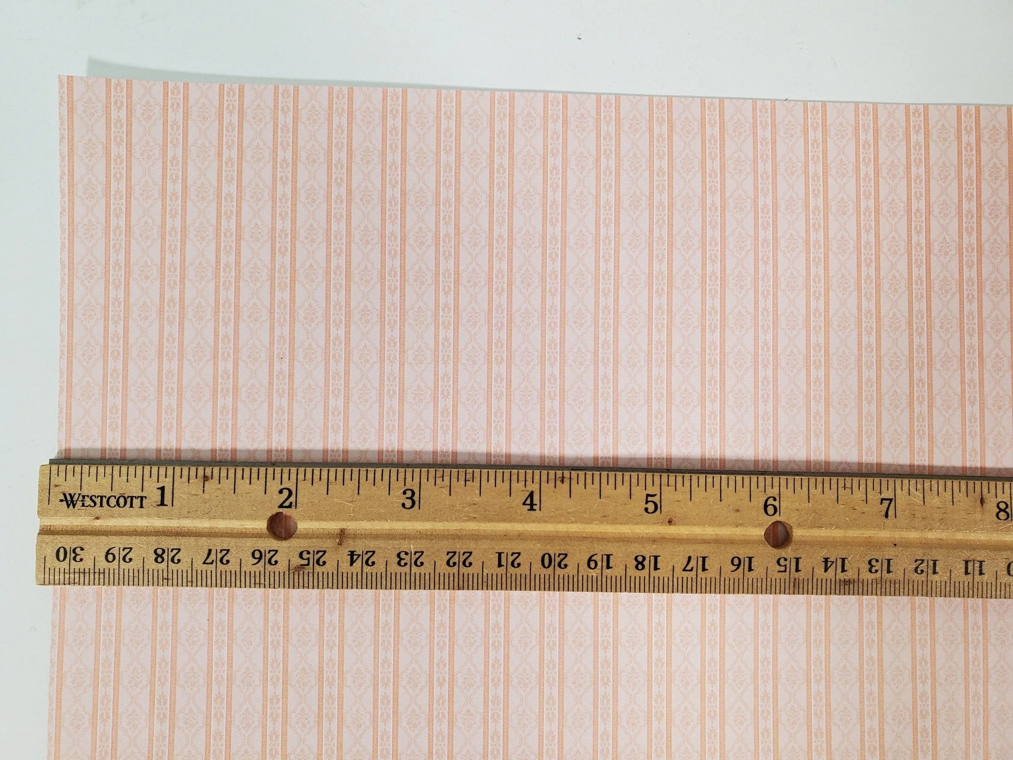 Dollhouse Wallpaper Pink Pale Subtle Stripes 3 Sheets 1:12 Scale Miniatures - Image 4