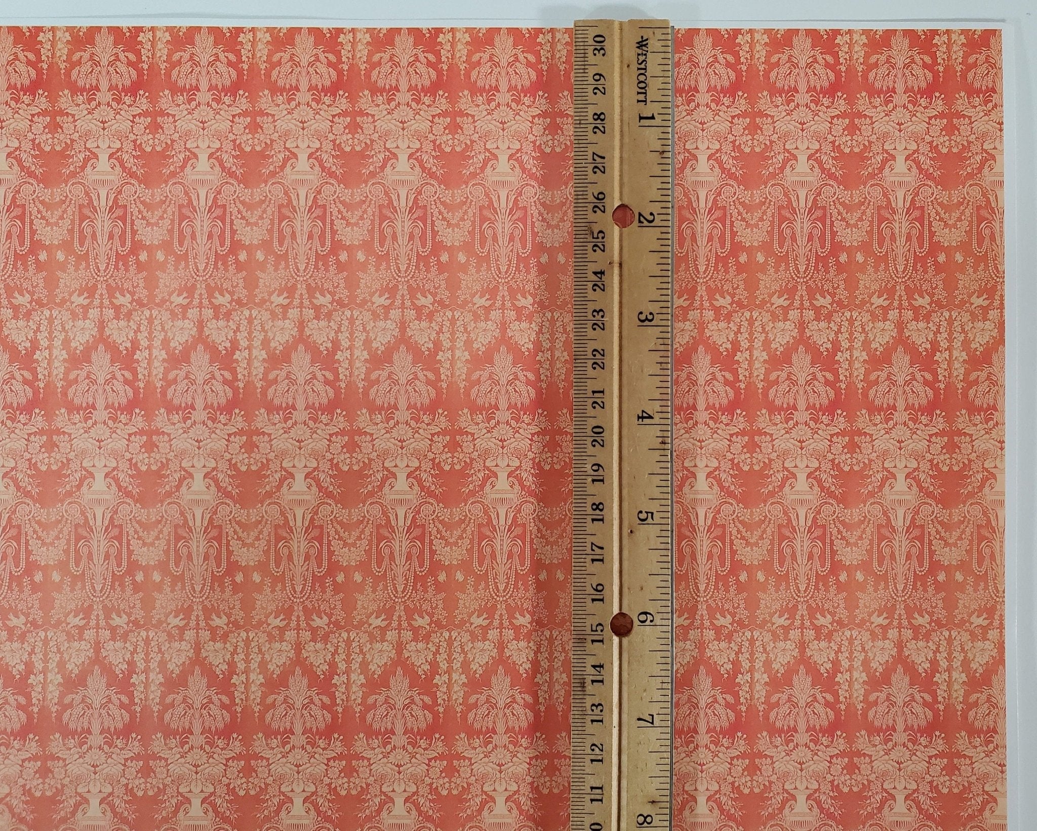 Dollhouse Wallpaper Pink Salmon Victorian 1:12 Scale World Model Floral Ivy - Image 4