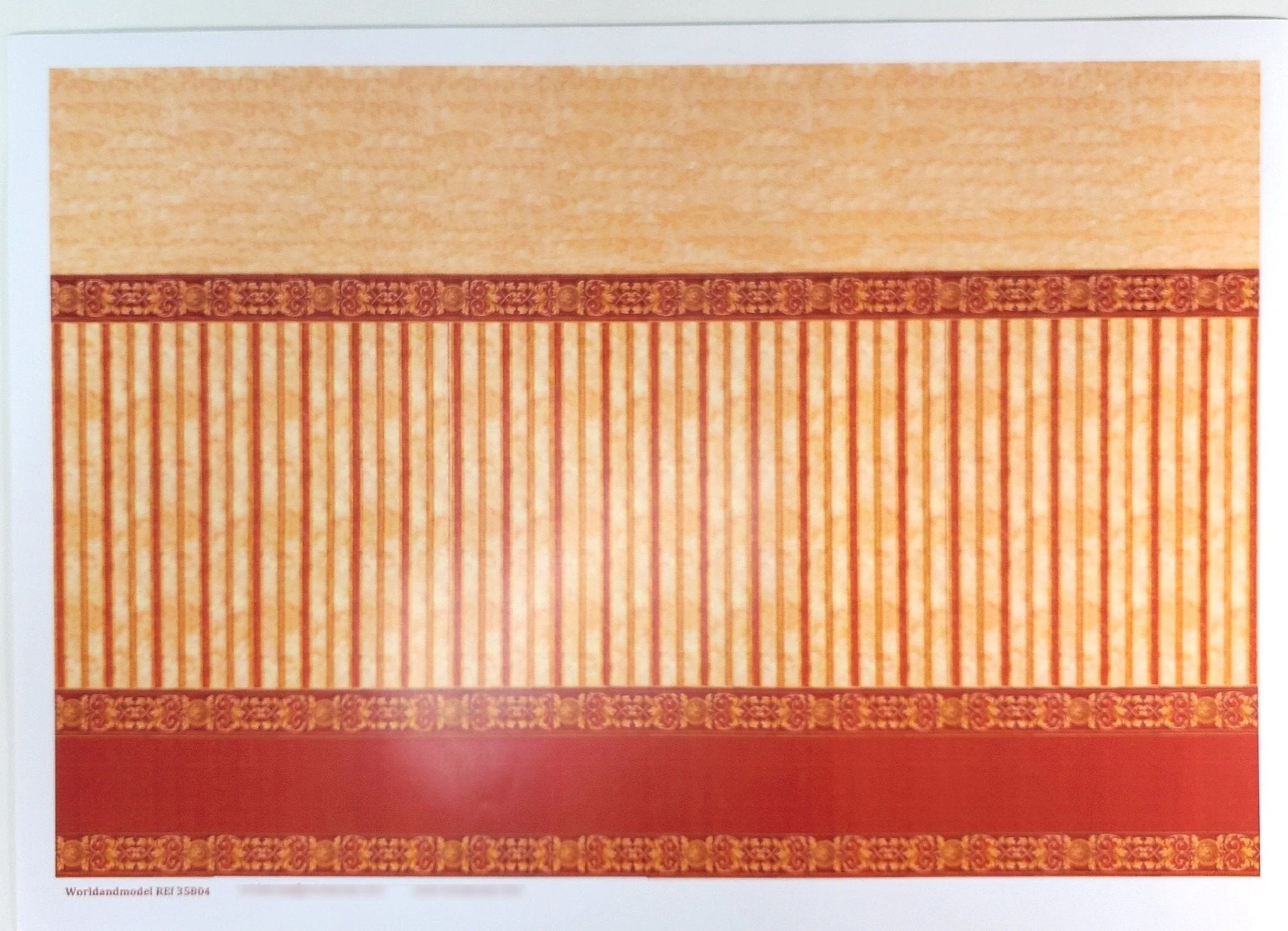 Dollhouse Wallpaper Red/Orange Rust Stripes 1:12 Scale World Model 35804