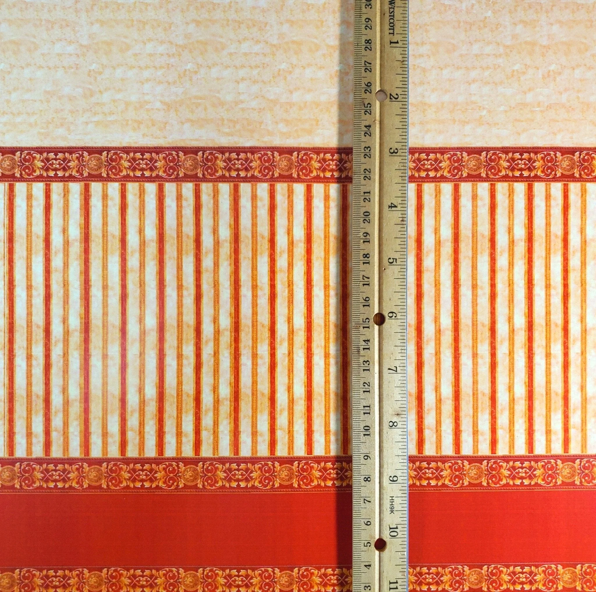 Dollhouse Wallpaper Red/Orange Rust Stripes 1:12 Scale World Model 35804 - Image 4