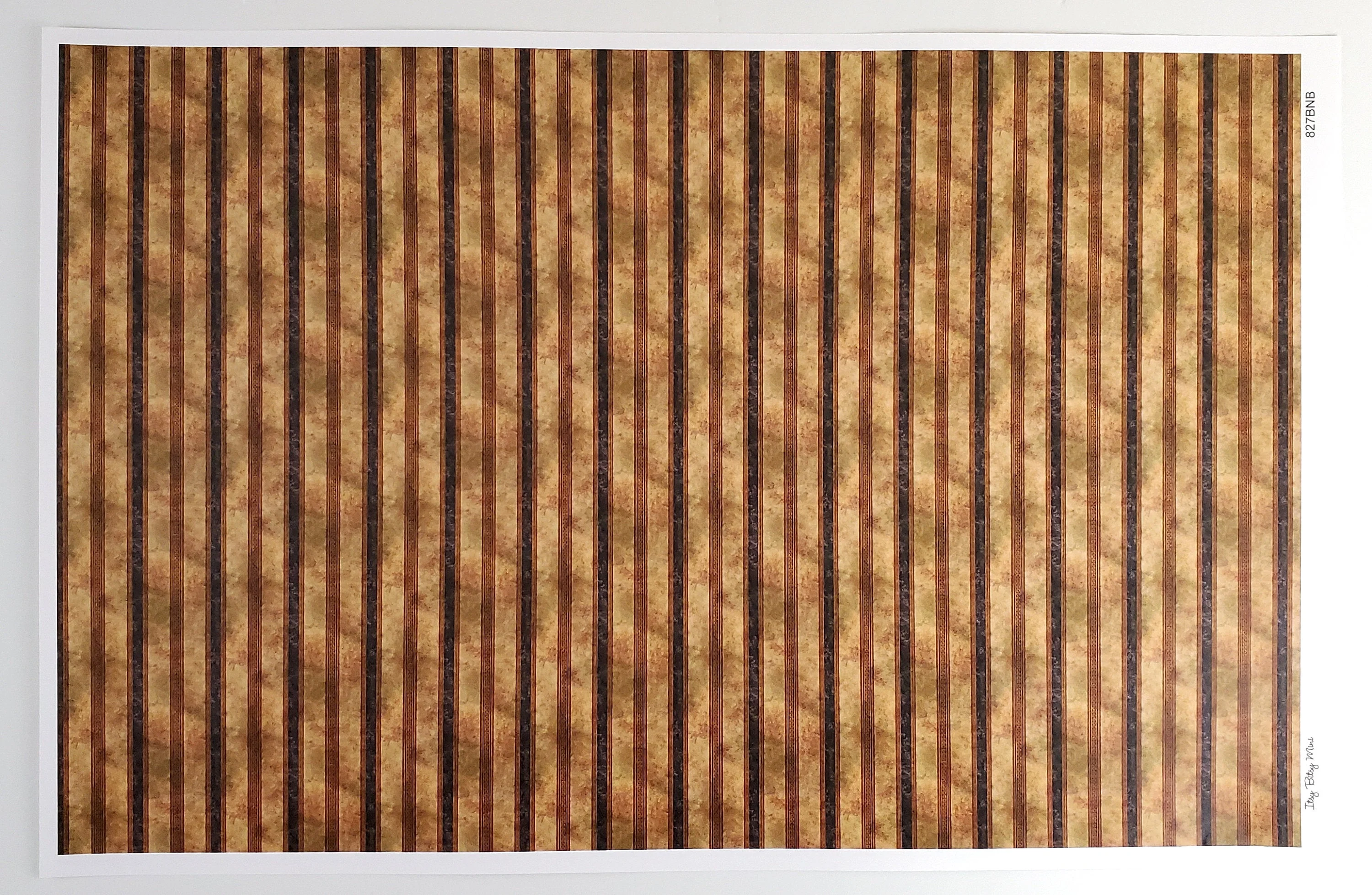Dollhouse Wallpaper Striped Black Gold Darker 1:12 Scale Itsy Bitsy Miniatures - Image 2