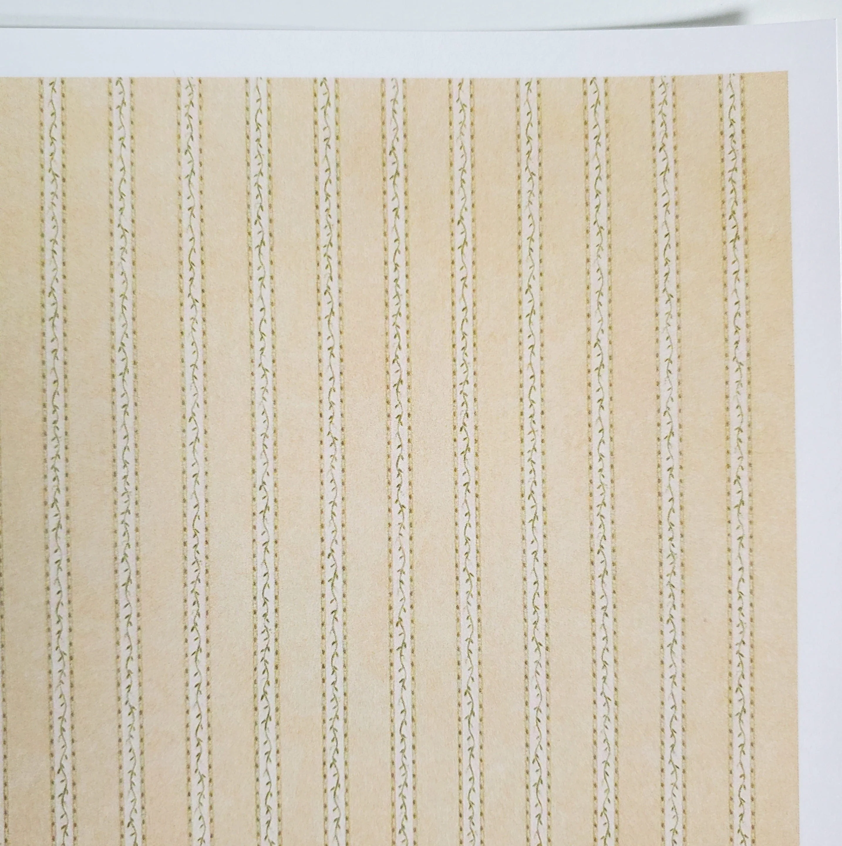 Dollhouse Wallpaper Stripes Green & Beige "Vine Stripe Green" 1:12 Scale Itsy Bitsy - Image 2