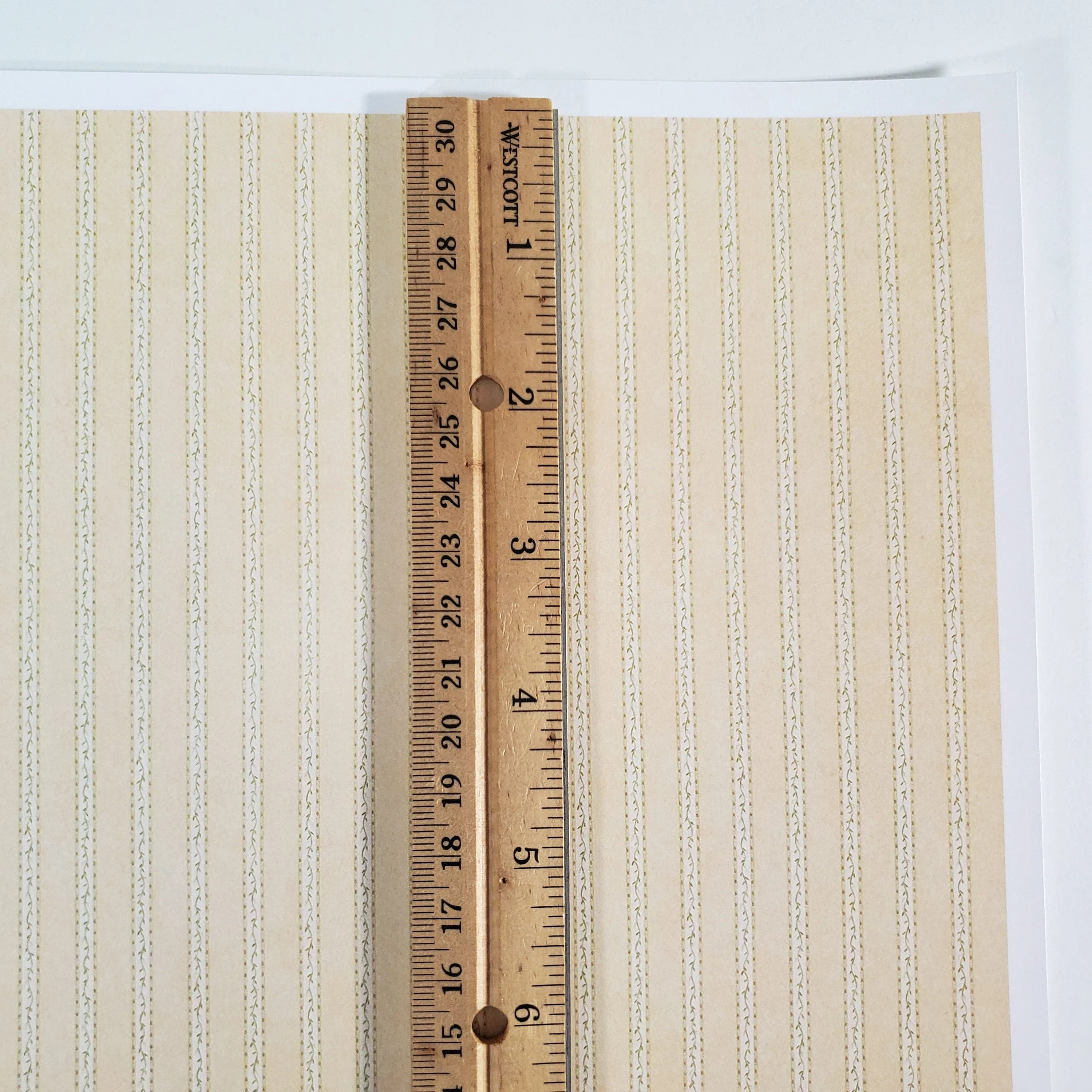 Dollhouse Wallpaper Stripes Green & Beige "Vine Stripe Green" 1:12 Scale Itsy Bitsy - Image 4