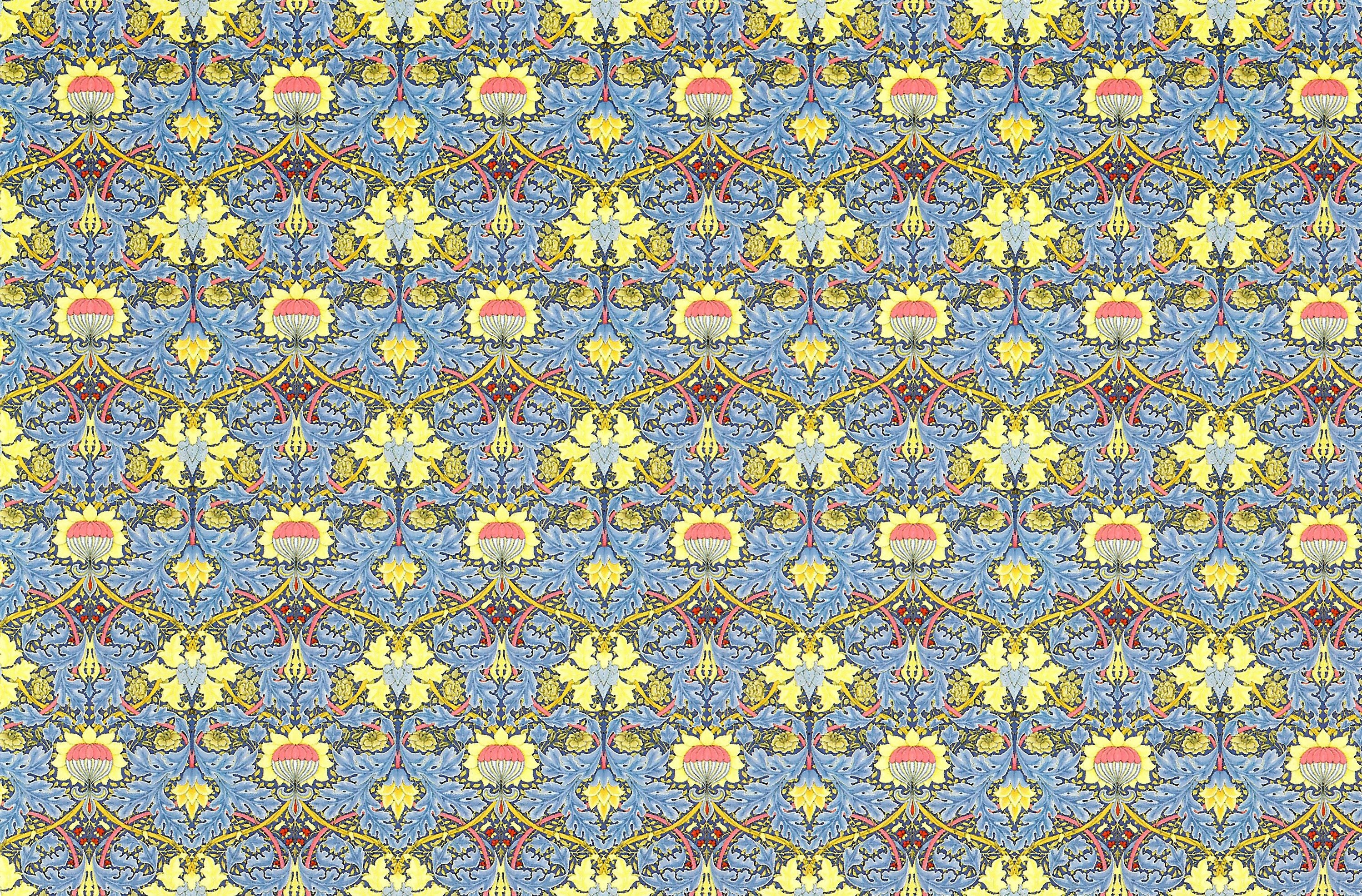 Dollhouse Wallpaper Victorian Morris Style Blue 1:12 Scale Miniature Itsy Bitsy