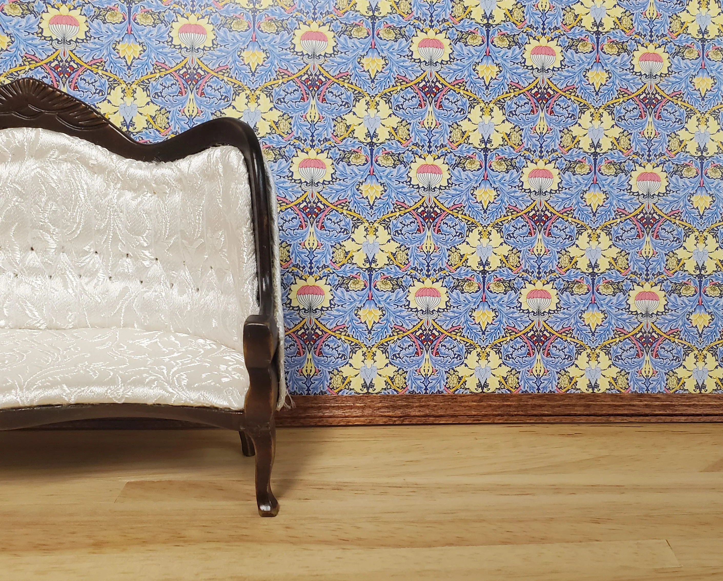 Dollhouse Wallpaper Victorian Morris Style Blue 1:12 Scale Miniature Itsy Bitsy - Image 2