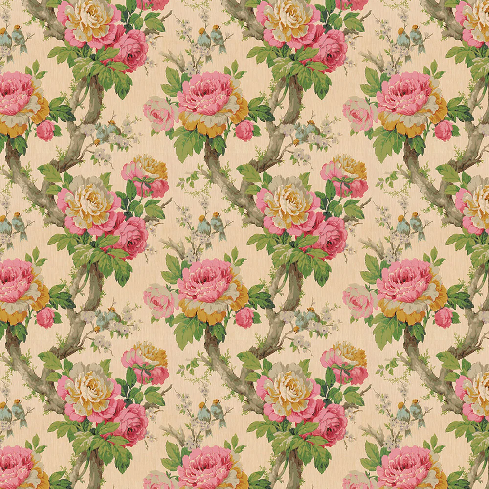 Dollhouse Wallpaper Vintage Cabbage Roses Bradbury & Bradbury 1:12 Scale