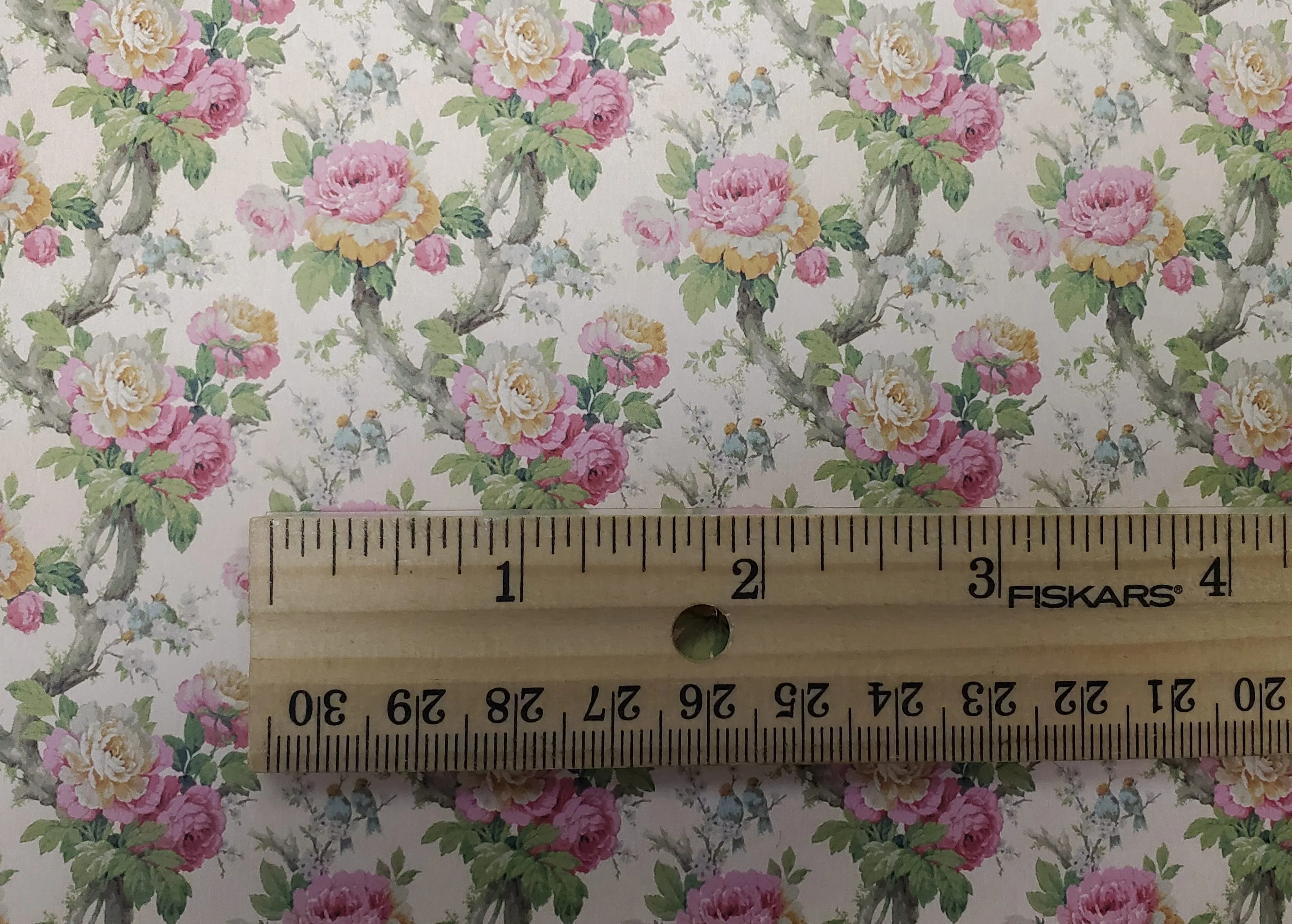 Dollhouse Wallpaper Vintage Cabbage Roses Bradbury & Bradbury 1:12 Scale - Image 3