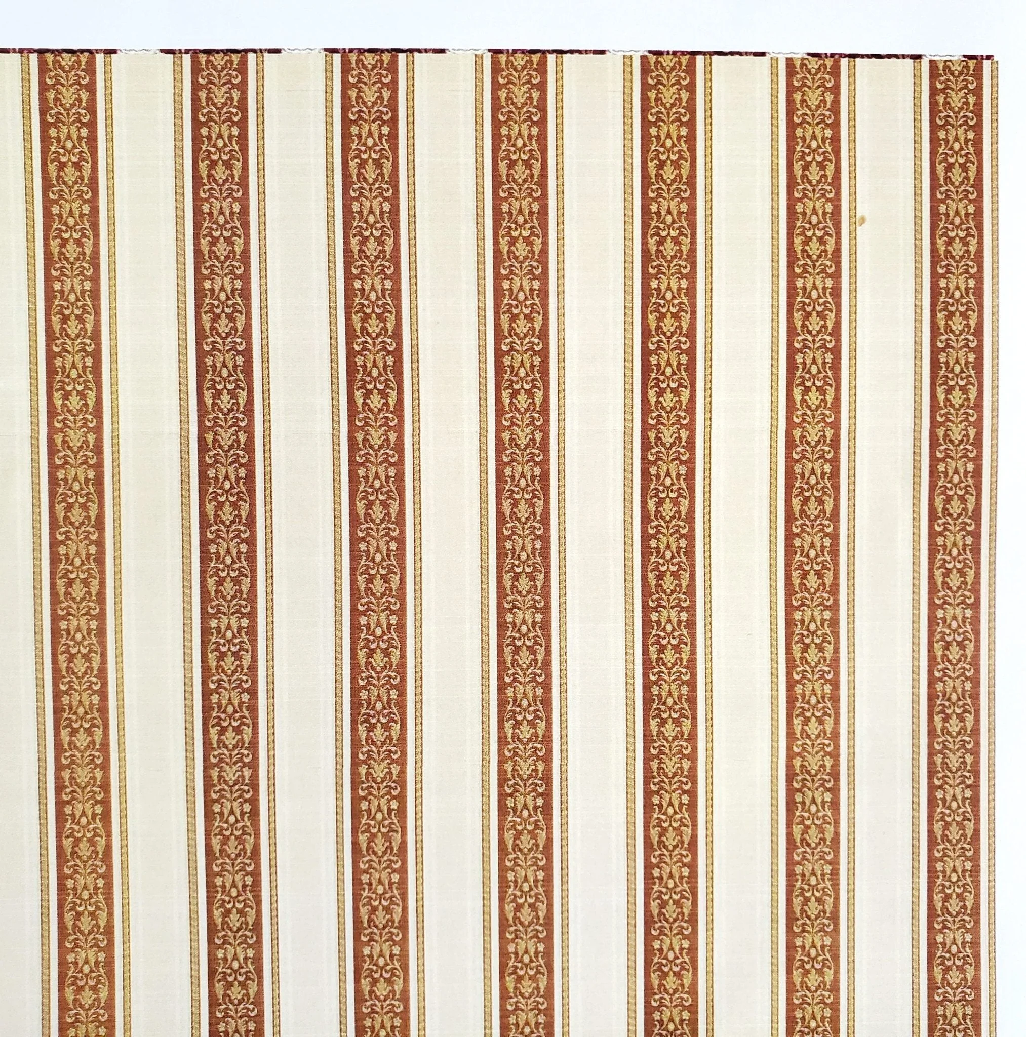 Dollhouse Wallpaper Wide Stripes Rust Beige Gold 1:12 Scale World Model 35580