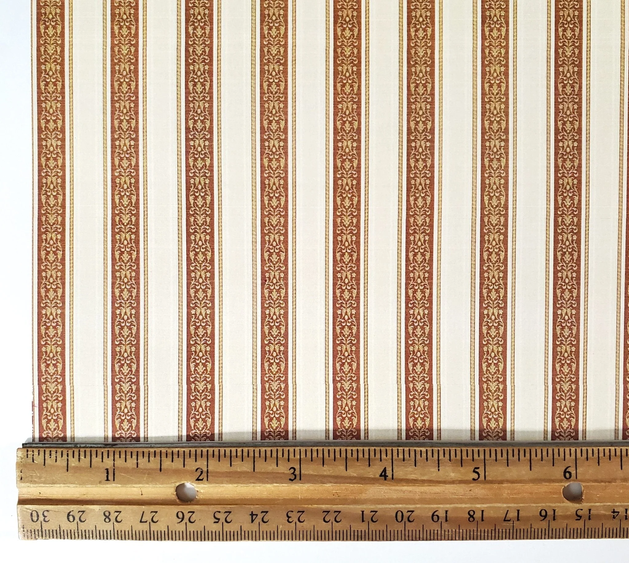 Dollhouse Wallpaper Wide Stripes Rust Beige Gold 1:12 Scale World Model 35580 - Image 4