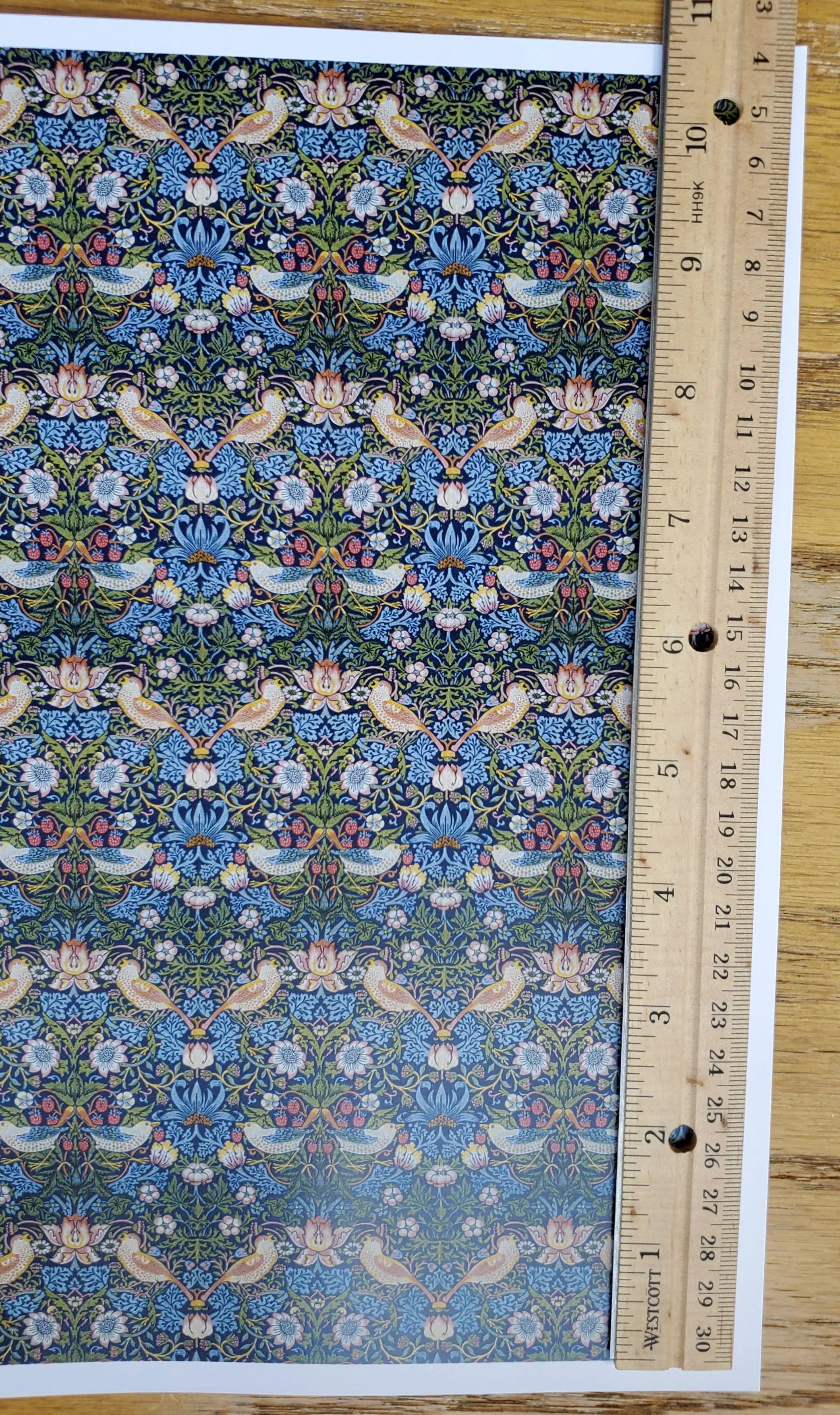 Dollhouse Wallpaper William Morris Art Nouveau Birds & Strawberries 1:12 Scale - Image 3