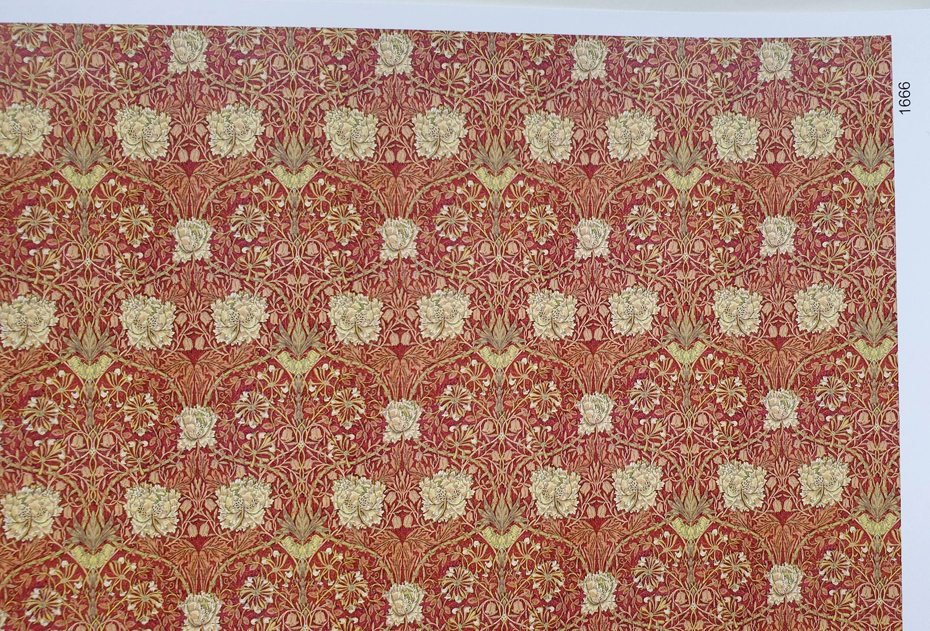 Dollhouse Wallpaper William Morris Art Nouveau Burgundy Red Floral 1:12 Scale Itsy Bitsy - Image 3