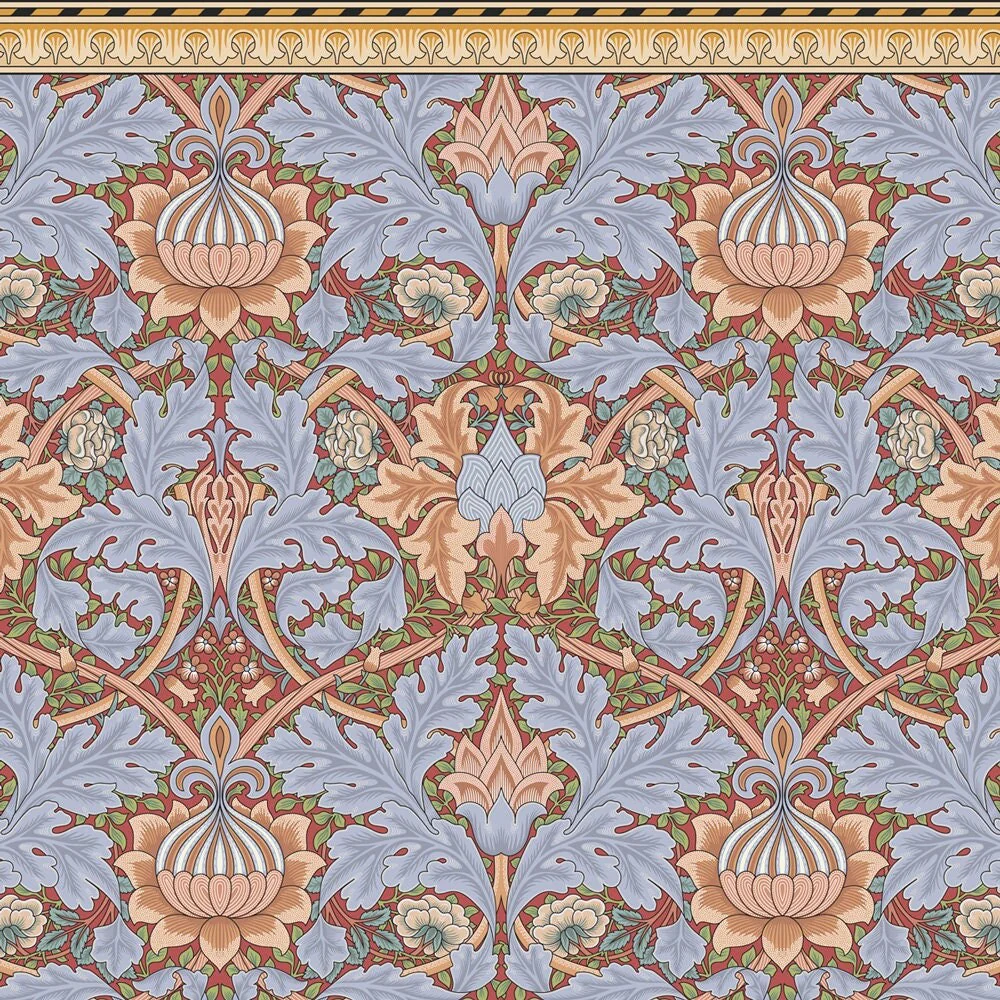 Dollhouse Wallpaper William Morris St James Blue Bradbury & Bradbury 1:12 Scale