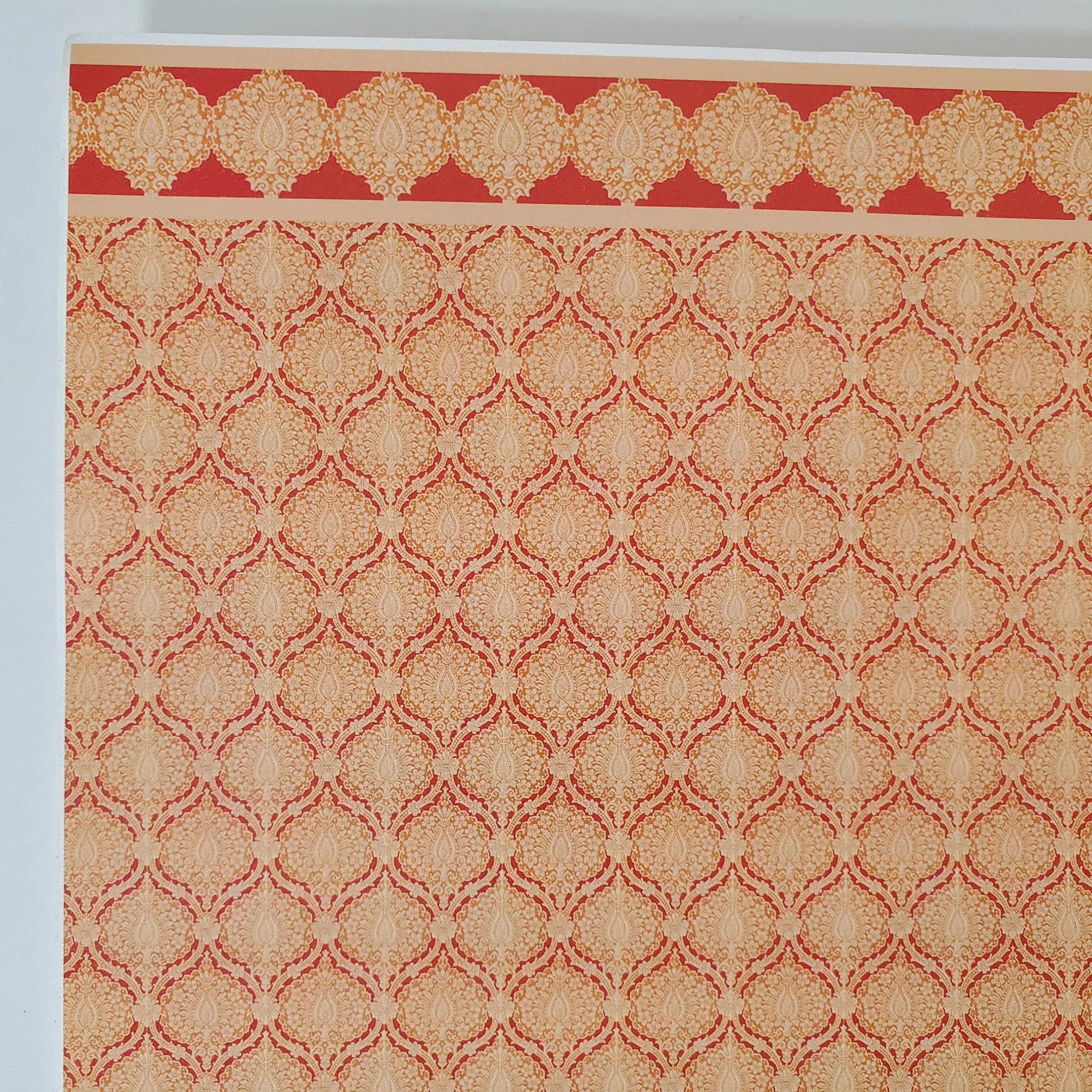 Dollhouse Wallpaper World Model Orange & Beige 1:12 Scale Flower Bursts