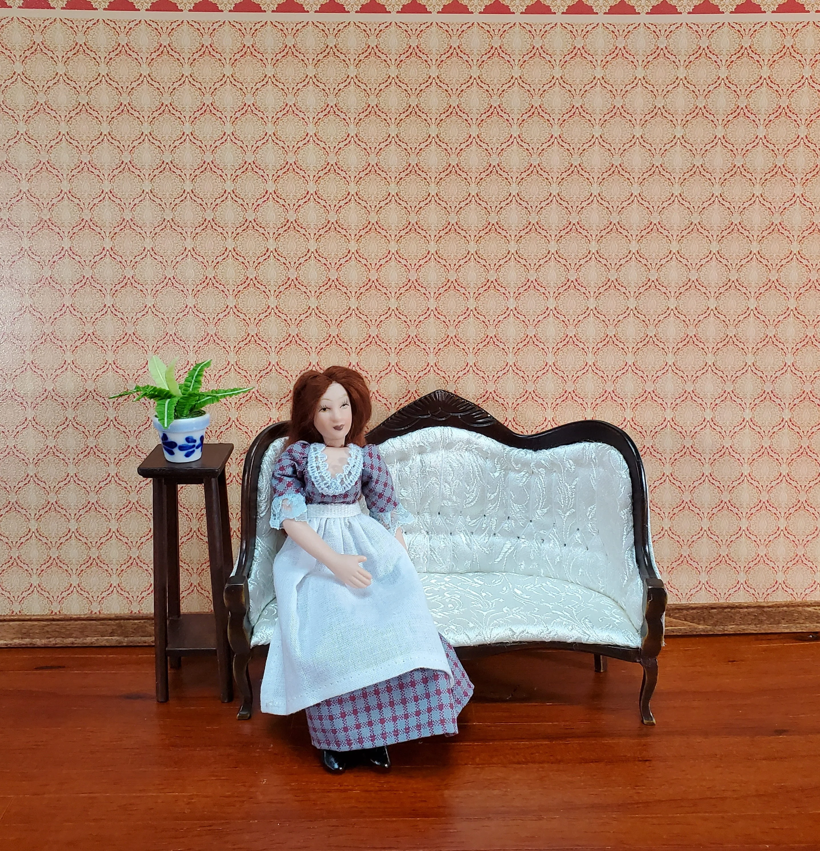 Dollhouse Wallpaper World Model Orange & Beige 1:12 Scale Flower Bursts - Image 3