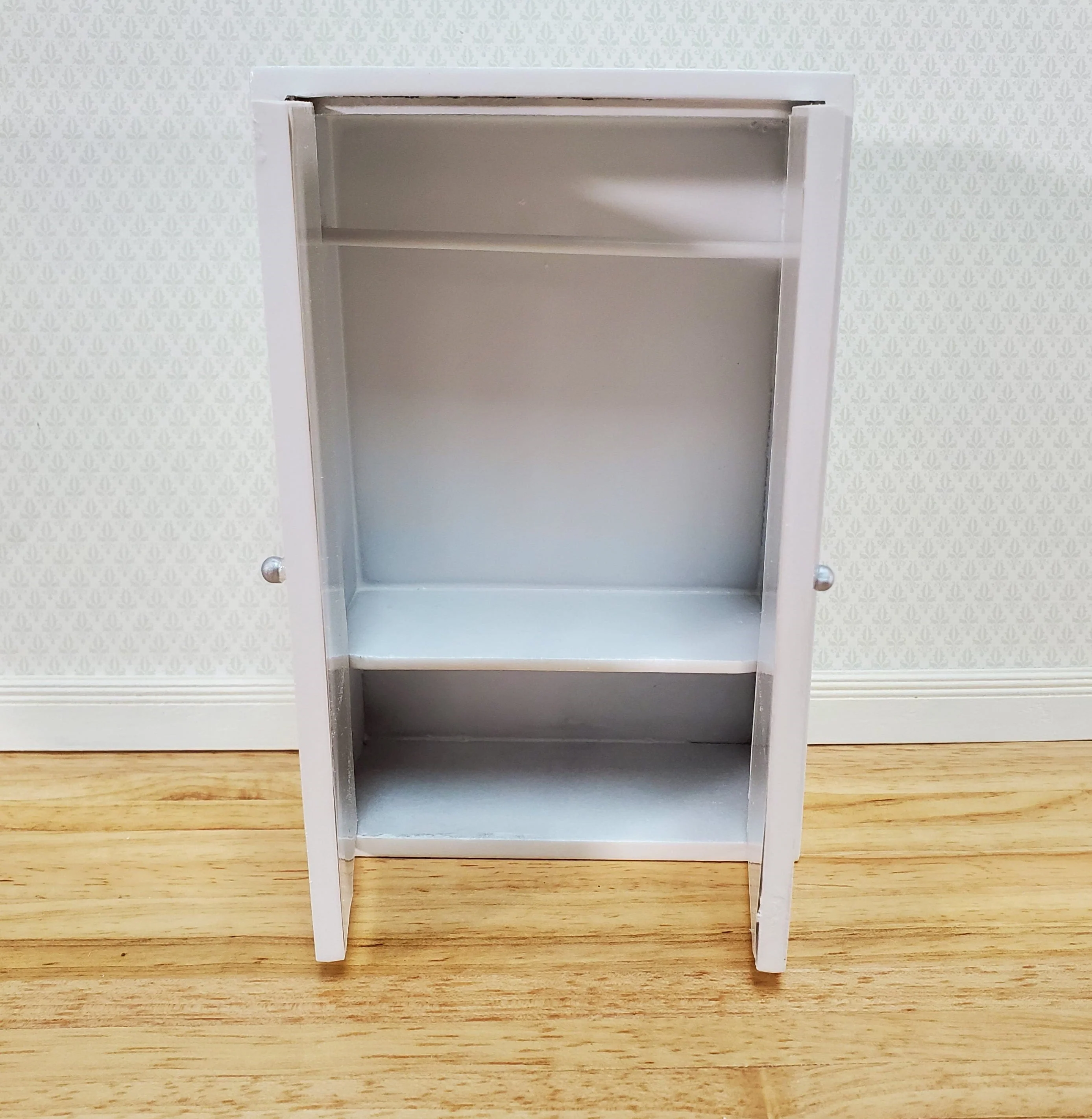 Dollhouse Wardrobe Closet Mirrored White Modern Style for Bedroom 1:12 Furniture - Image 3