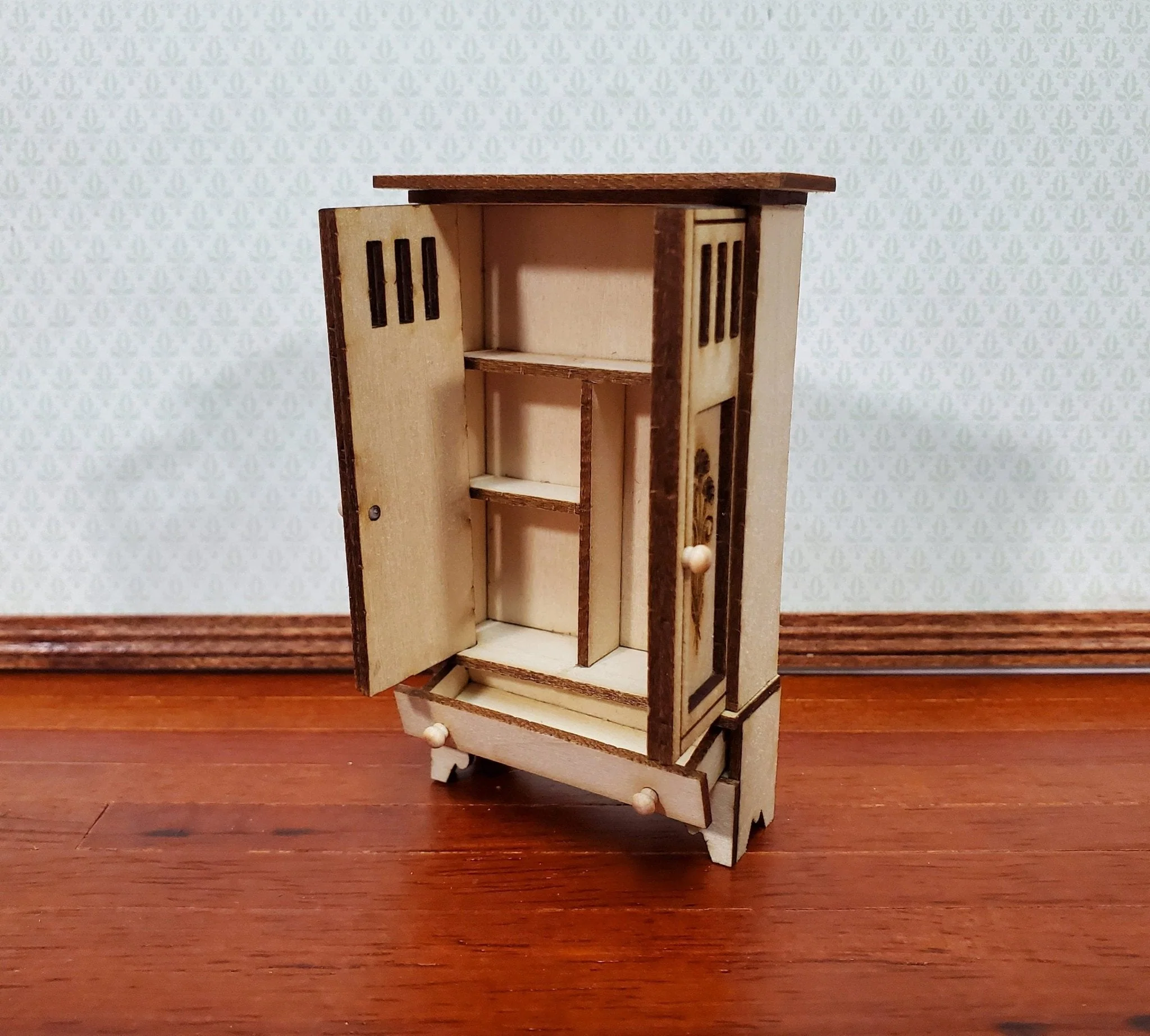 Dollhouse Wardrobe HALF SCALE Arts & Crafts Style Miniature Kit 1:24 Scale DIY - Image 5