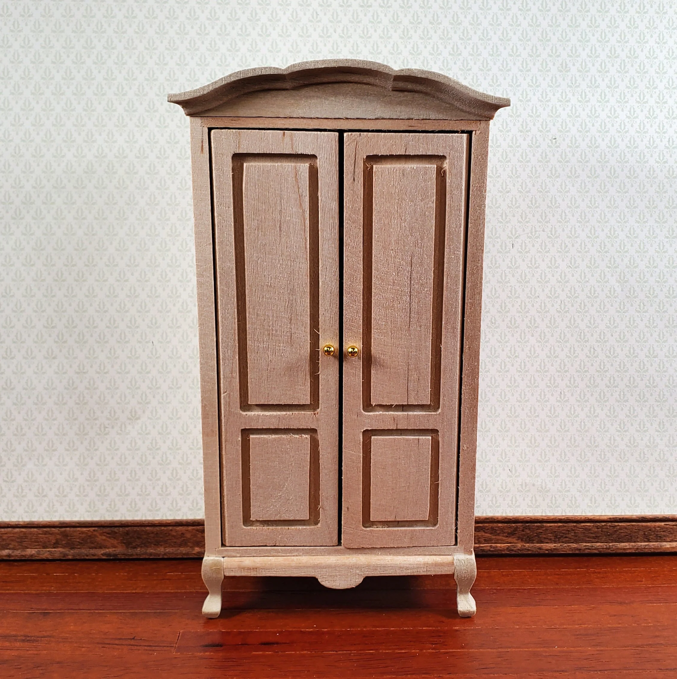 Dollhouse Wardrobe Tall Armoire Closet Furniture 1:12 Scale Unpainted - Image 2