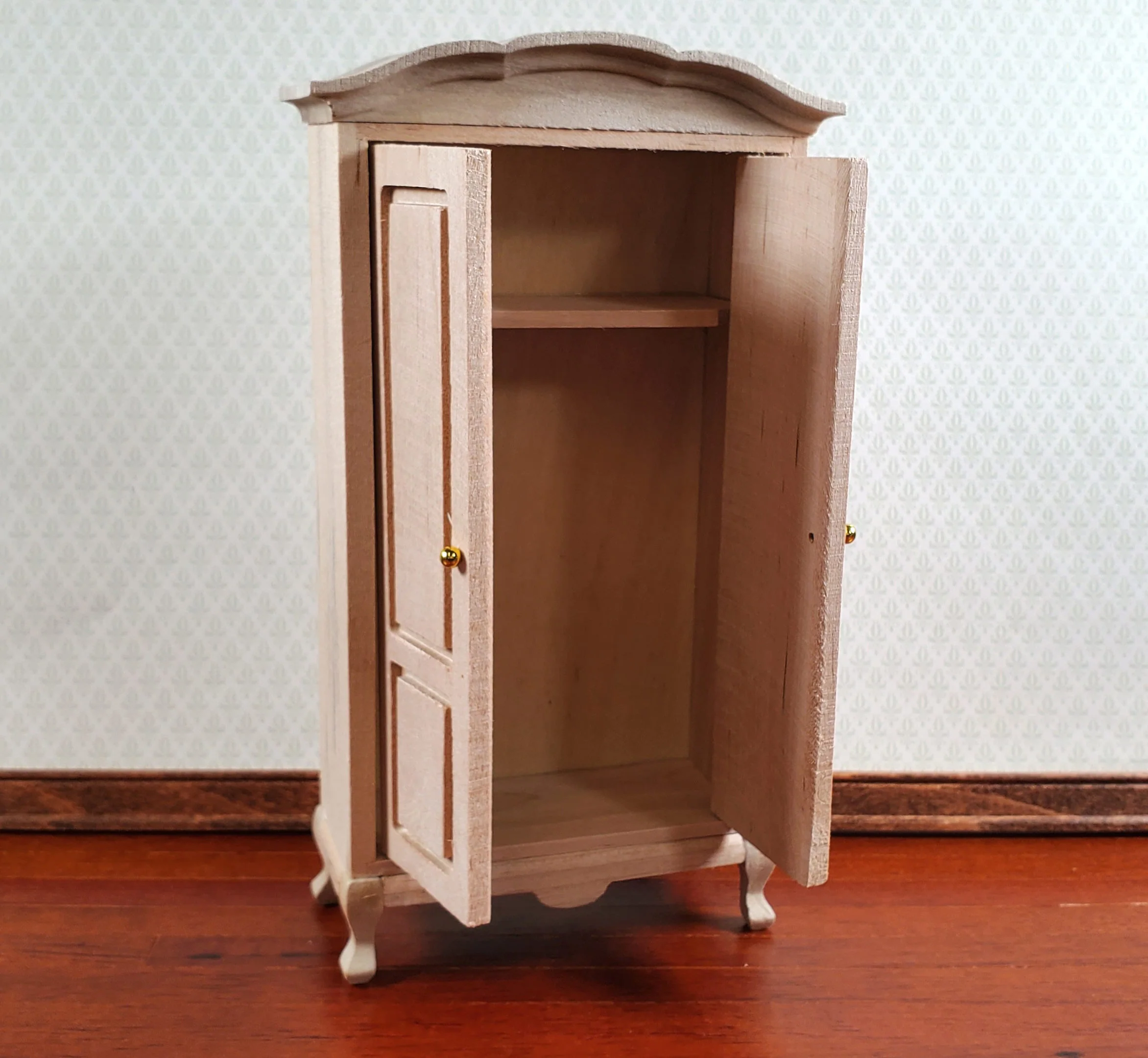 Dollhouse Wardrobe Tall Armoire Closet Furniture 1:12 Scale Unpainted - Image 3
