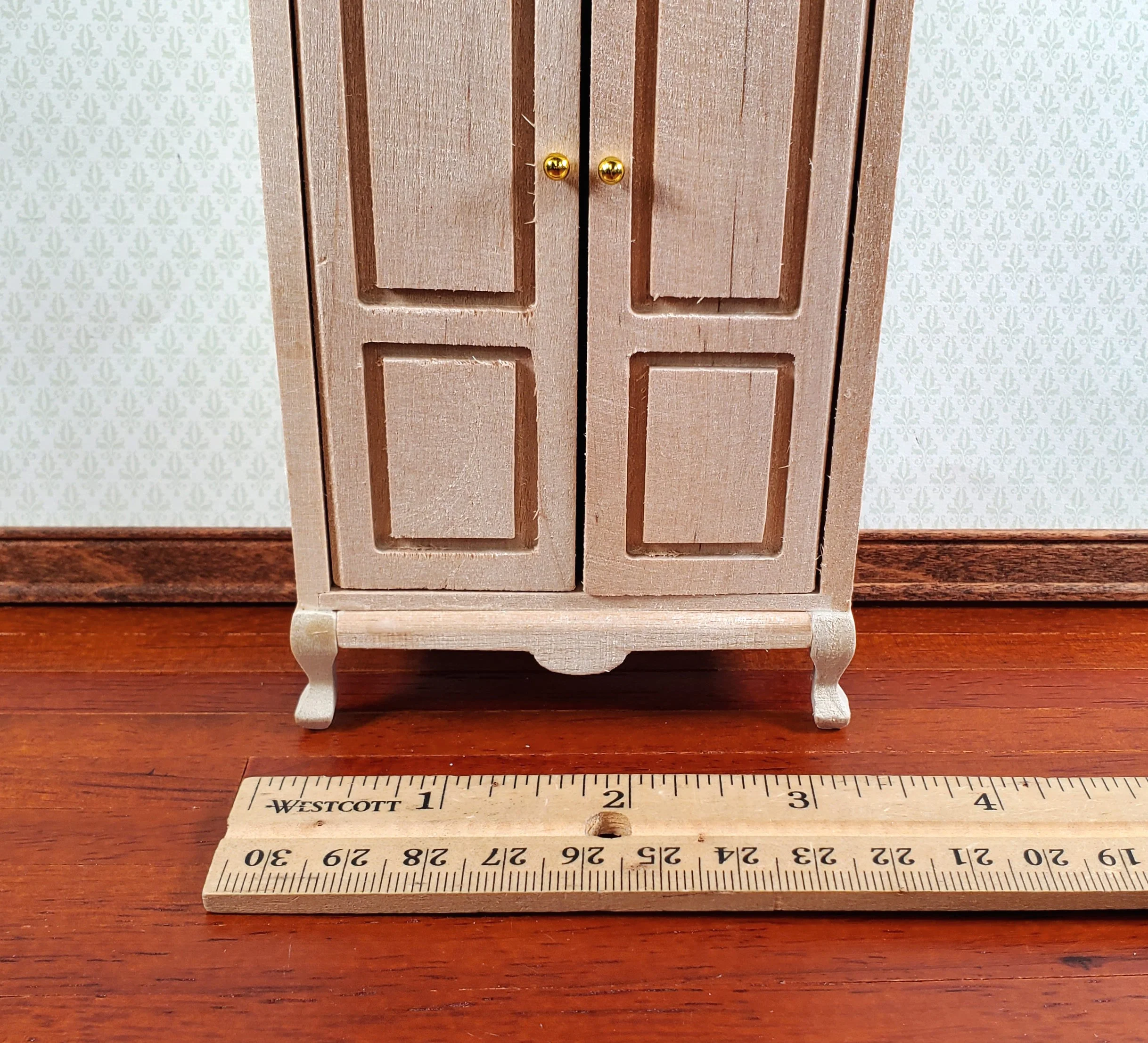 Dollhouse Wardrobe Tall Armoire Closet Furniture 1:12 Scale Unpainted - Image 5