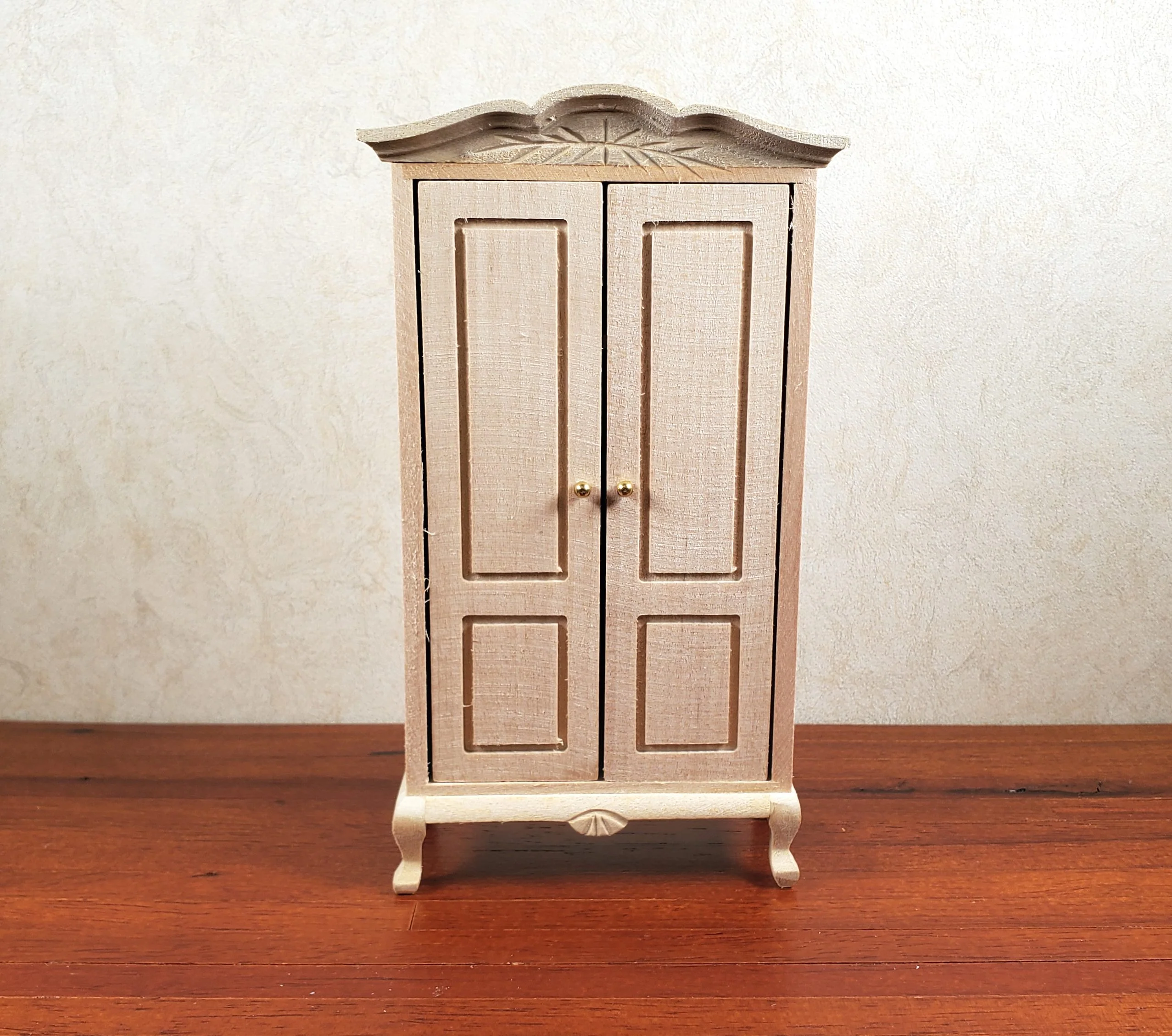 Dollhouse Wardrobe Tall Armoire Closet Wood Furniture 1:12 Scale Unpainted - Image 3