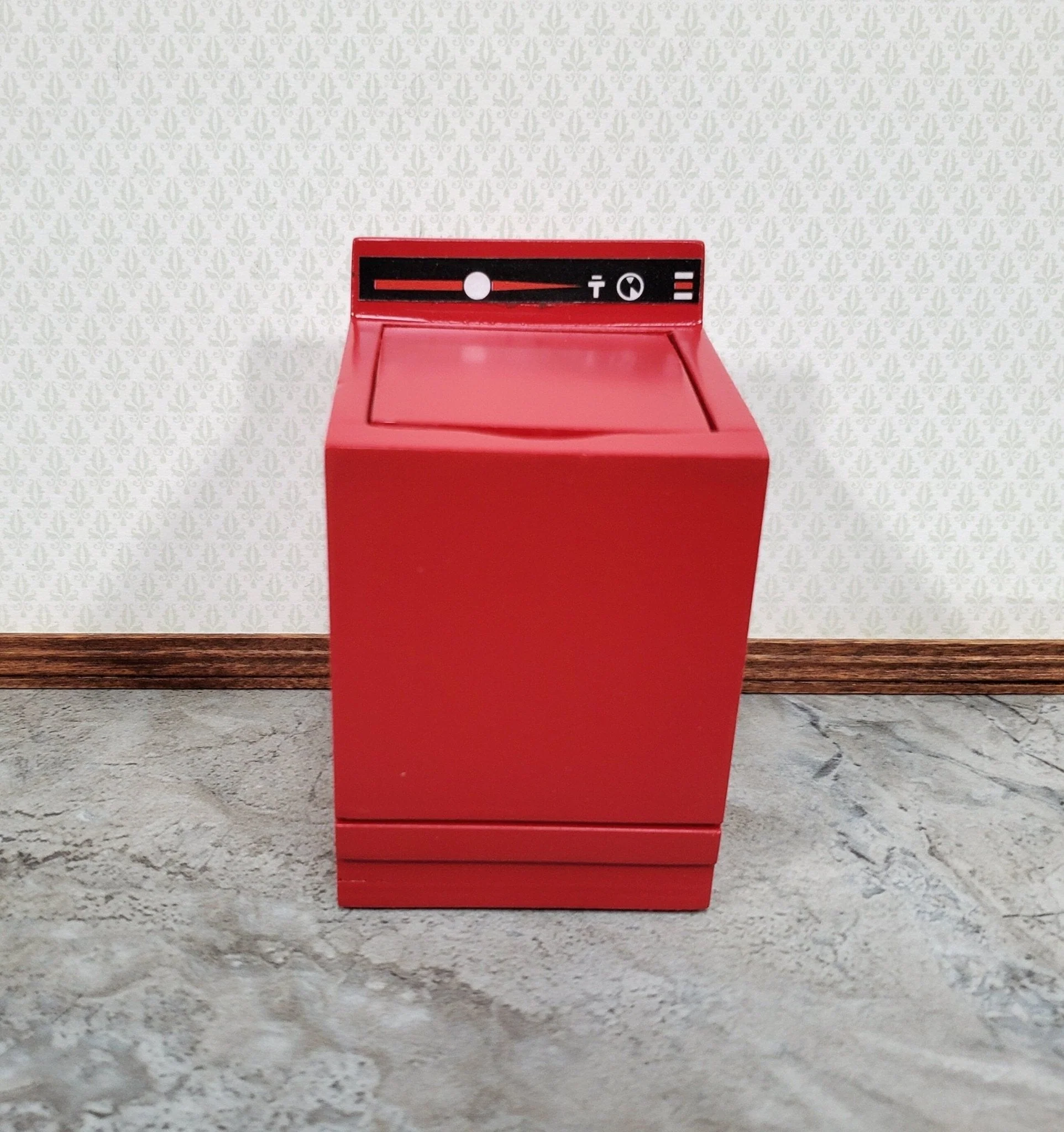Dollhouse Washing Machine in RED and Black Modern Top Load 1:12 Scale Furniture
