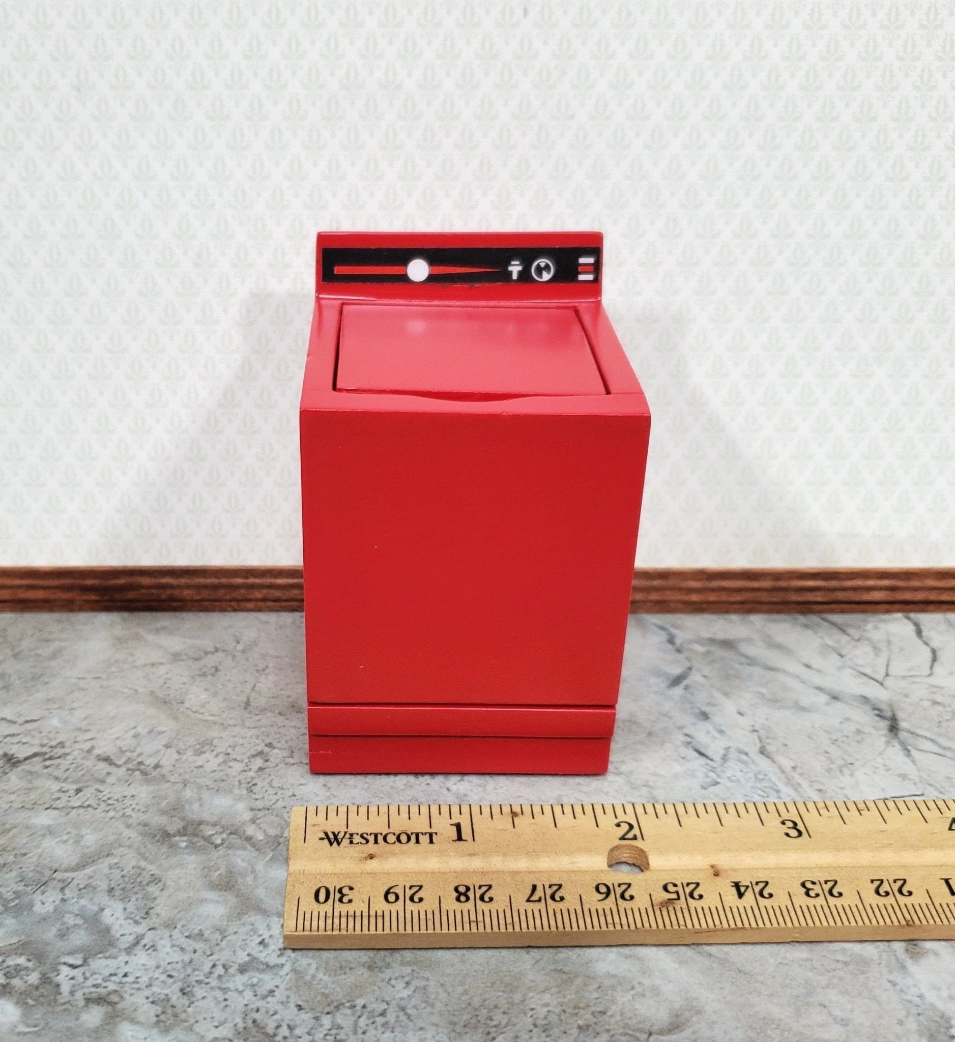 Dollhouse Washing Machine in RED and Black Modern Top Load 1:12 Scale Furniture - Image 4