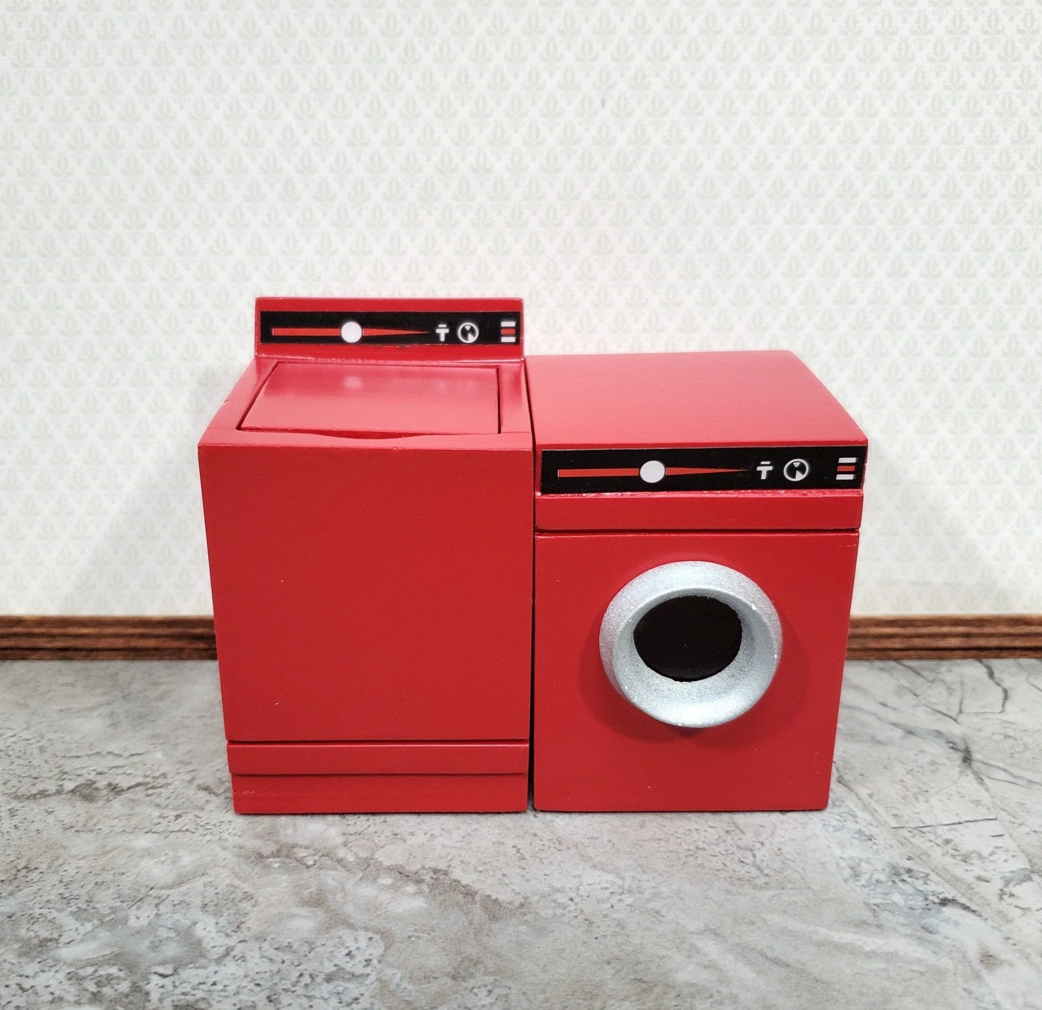 Dollhouse Washing Machine in RED and Black Modern Top Load 1:12 Scale Furniture - Image 5