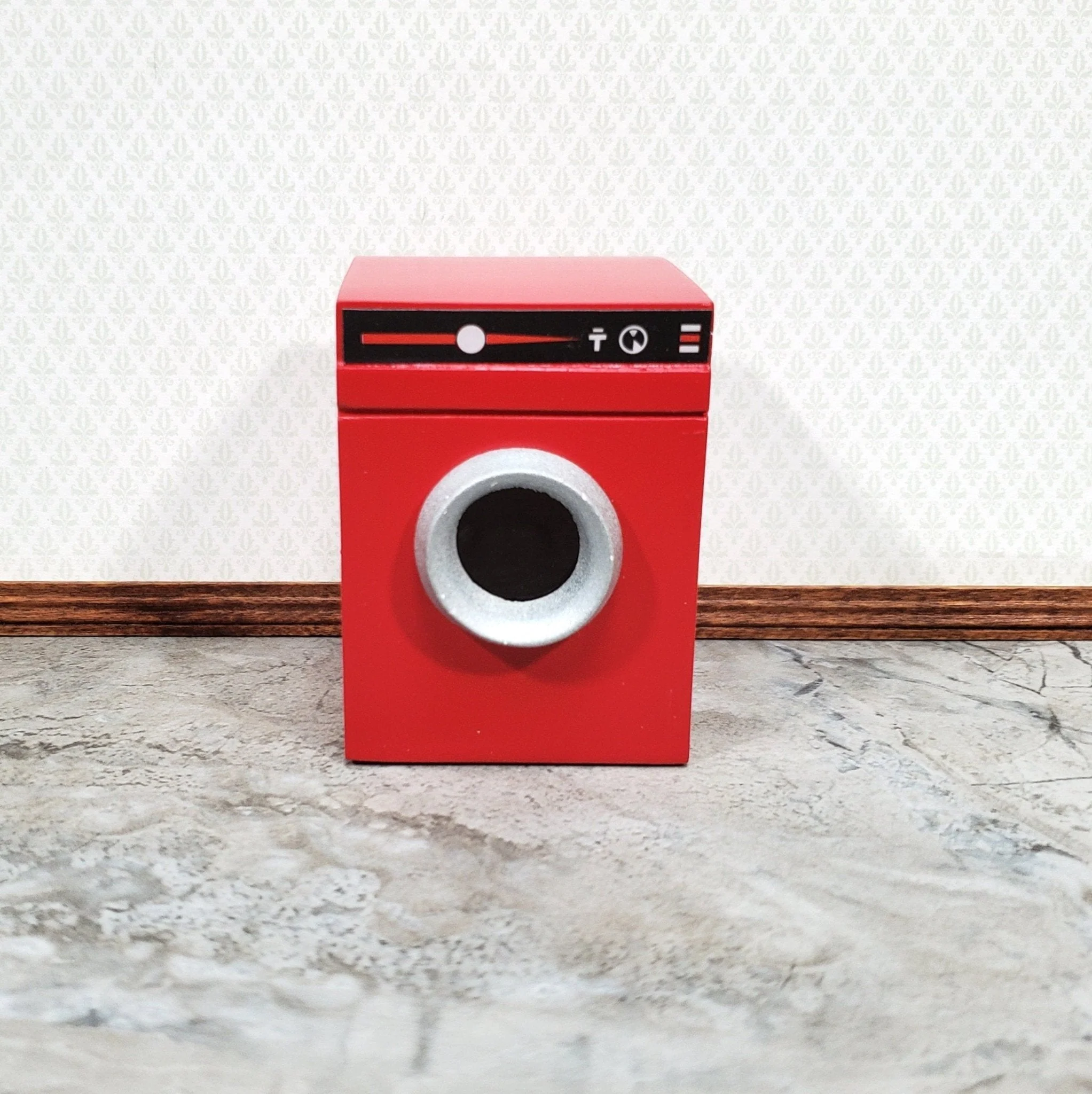 Dollhouse Washing Machine or Dryer in RED and Black Modern Front Load 1:12 Scale Furniture
