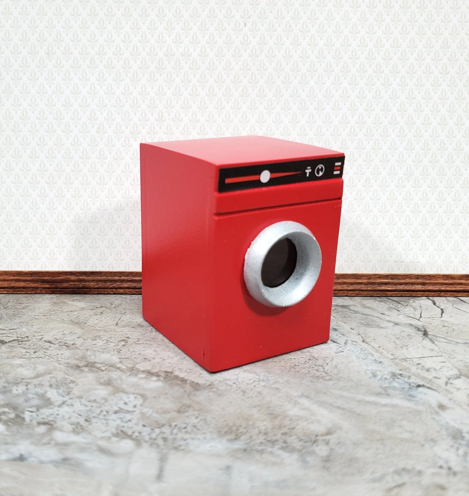 Dollhouse Washing Machine or Dryer in RED and Black Modern Front Load 1:12 Scale Furniture - Image 2