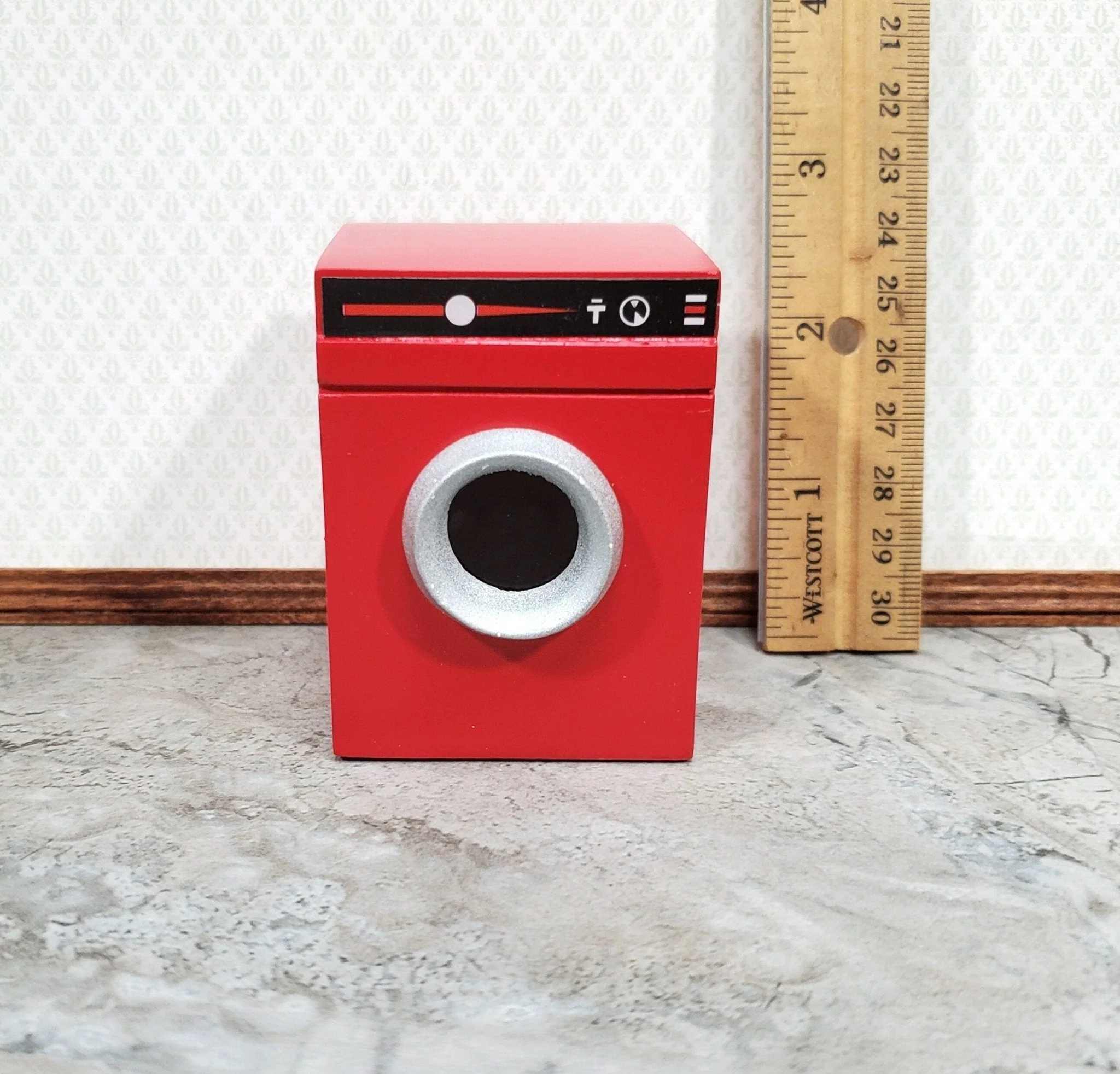 Dollhouse Washing Machine or Dryer in RED and Black Modern Front Load 1:12 Scale Furniture - Image 3