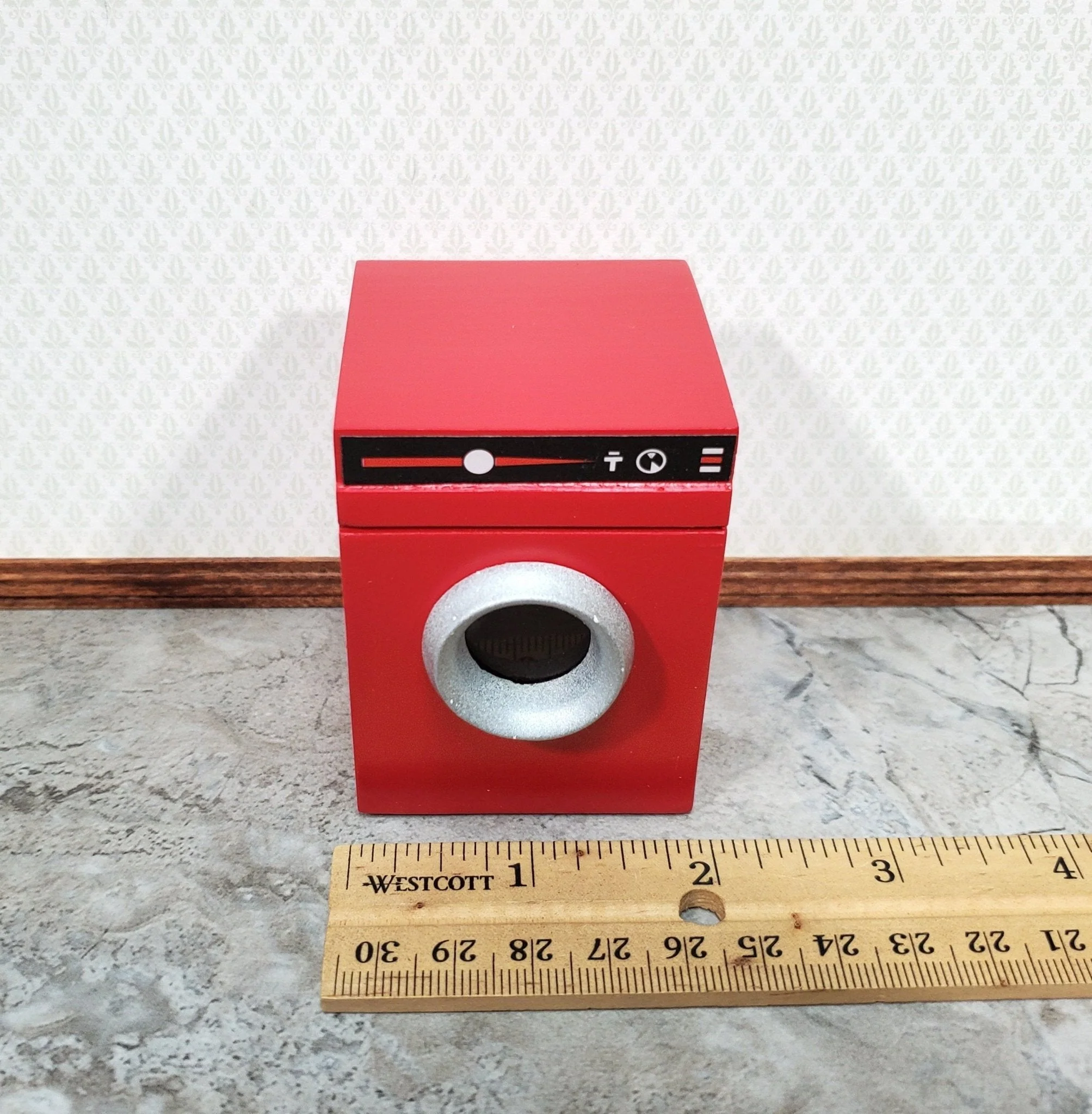 Dollhouse Washing Machine or Dryer in RED and Black Modern Front Load 1:12 Scale Furniture - Image 4