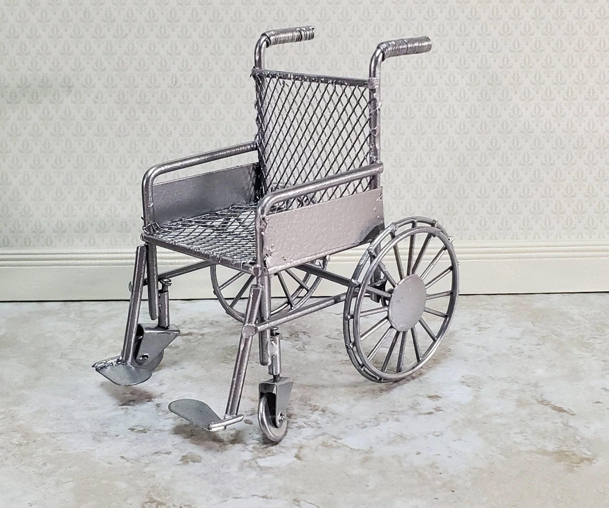 Dollhouse Wheelchair Modern Metal 1:12 Scale Miniature Accessory