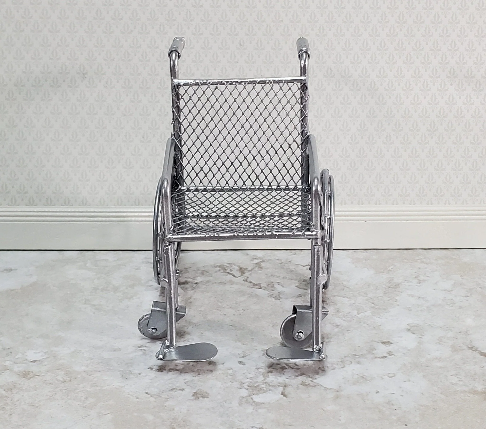 Dollhouse Wheelchair Modern Metal 1:12 Scale Miniature Accessory - Image 2