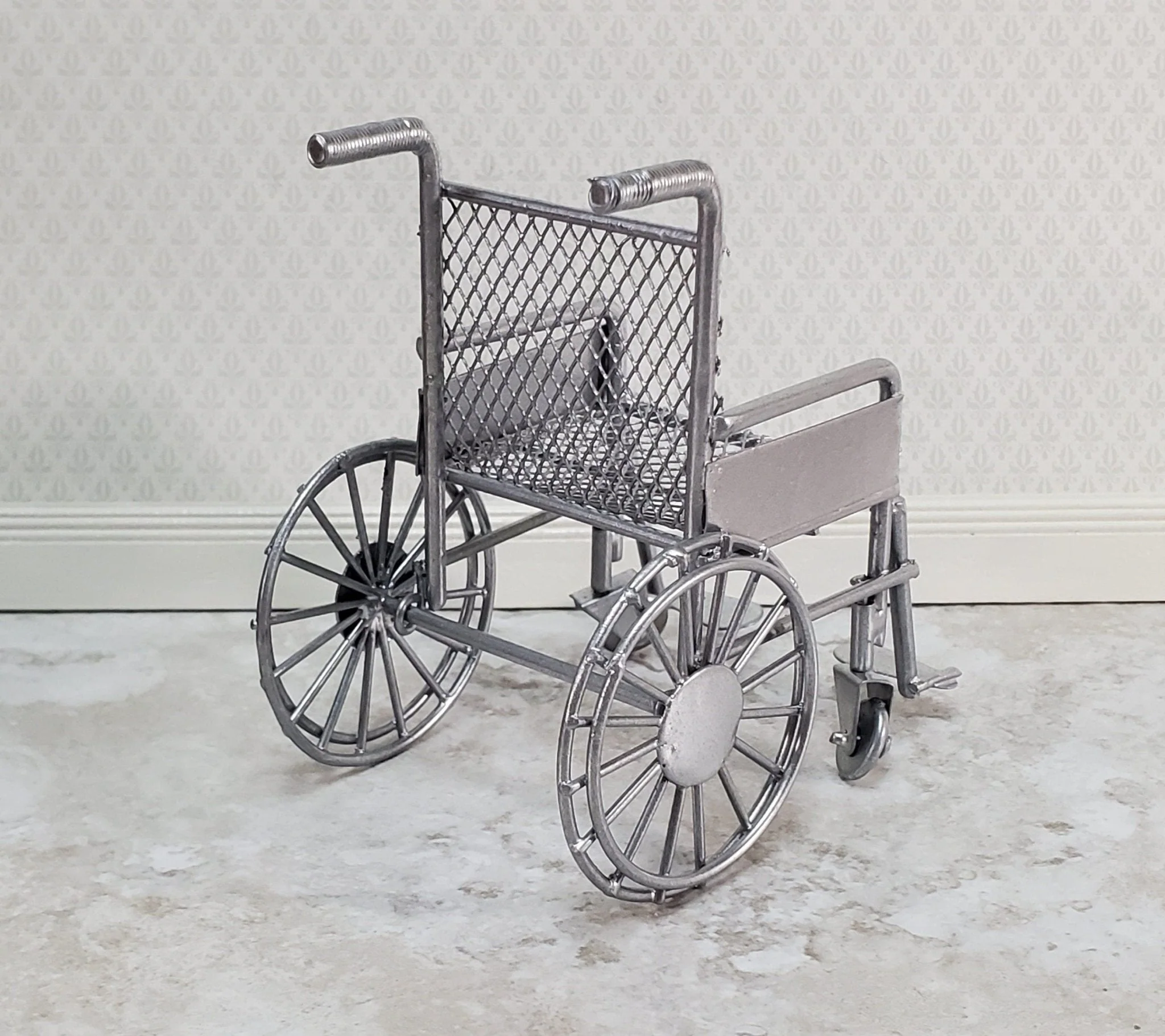 Dollhouse Wheelchair Modern Metal 1:12 Scale Miniature Accessory - Image 3