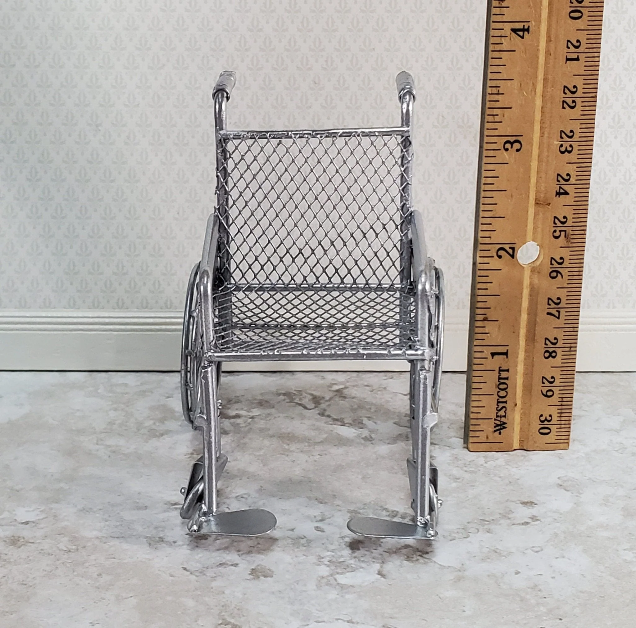 Dollhouse Wheelchair Modern Metal 1:12 Scale Miniature Accessory - Image 4