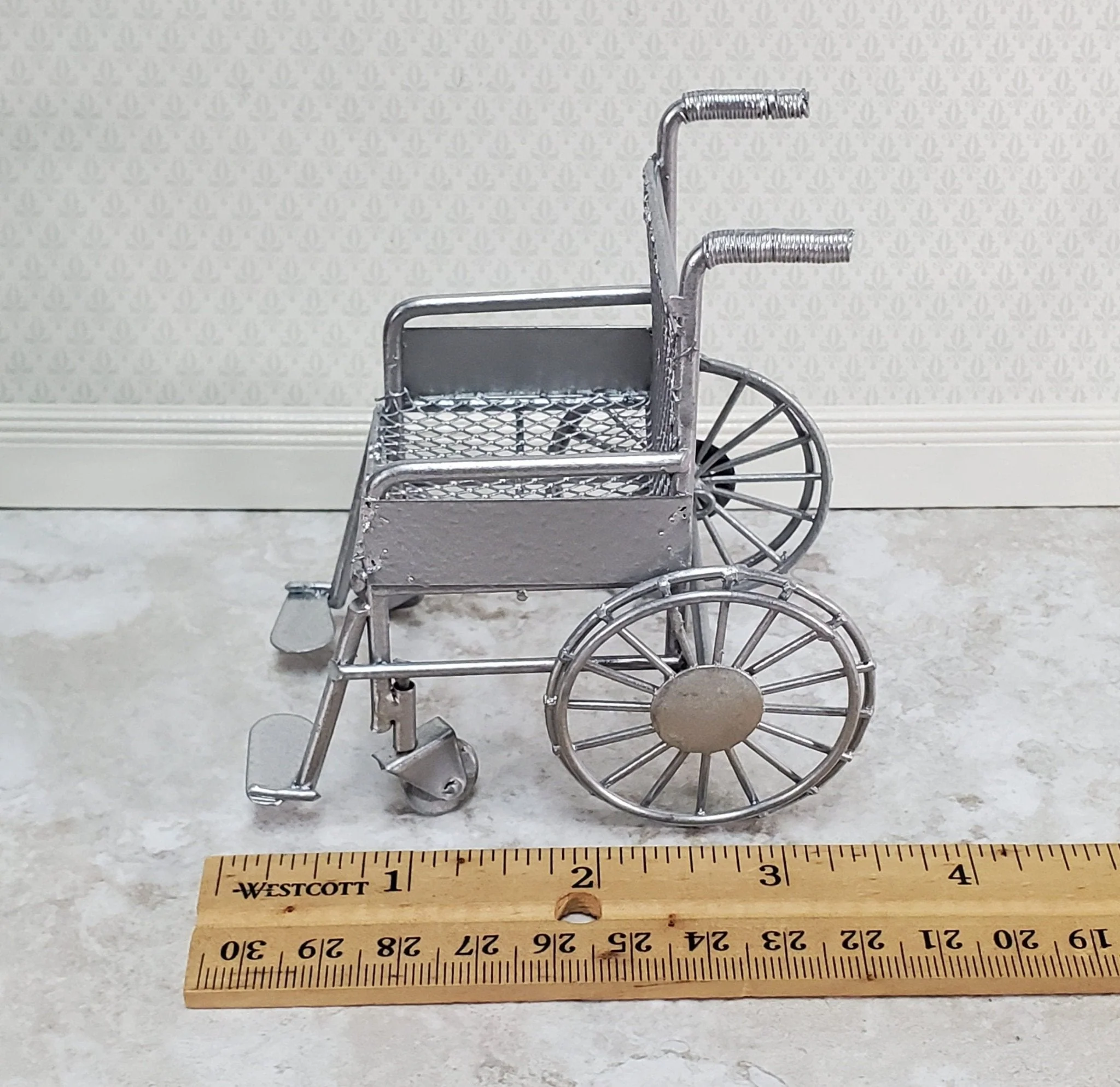 Dollhouse Wheelchair Modern Metal 1:12 Scale Miniature Accessory - Image 5