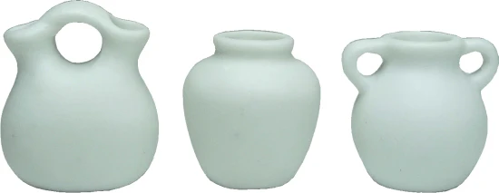 Dollhouse White Ceramic Vase Set of 3 Unglazed 1:12 Scale Miniatures