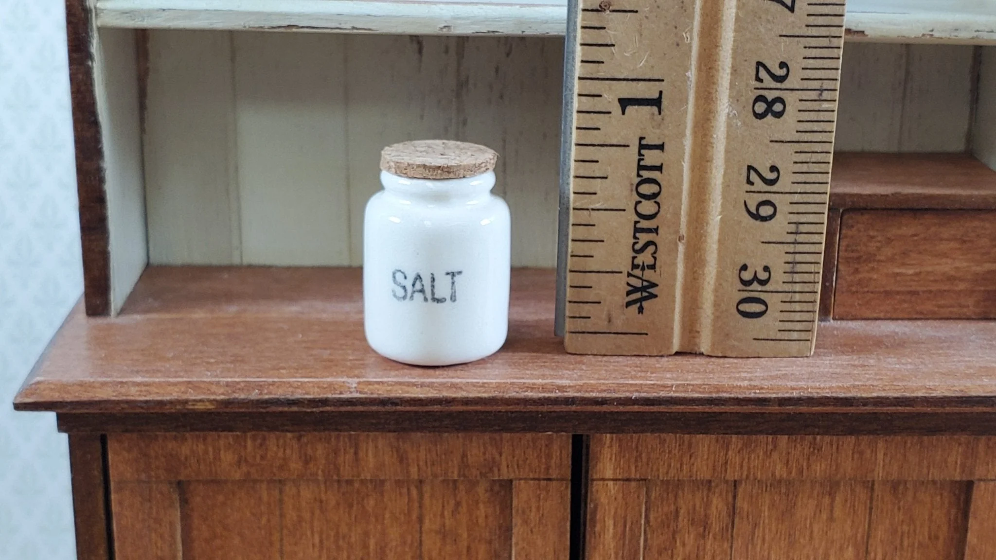 Dollhouse White Crock SALT Container Cork Top 1:12 Scale Miniature Handmade Kitchen - Image 4
