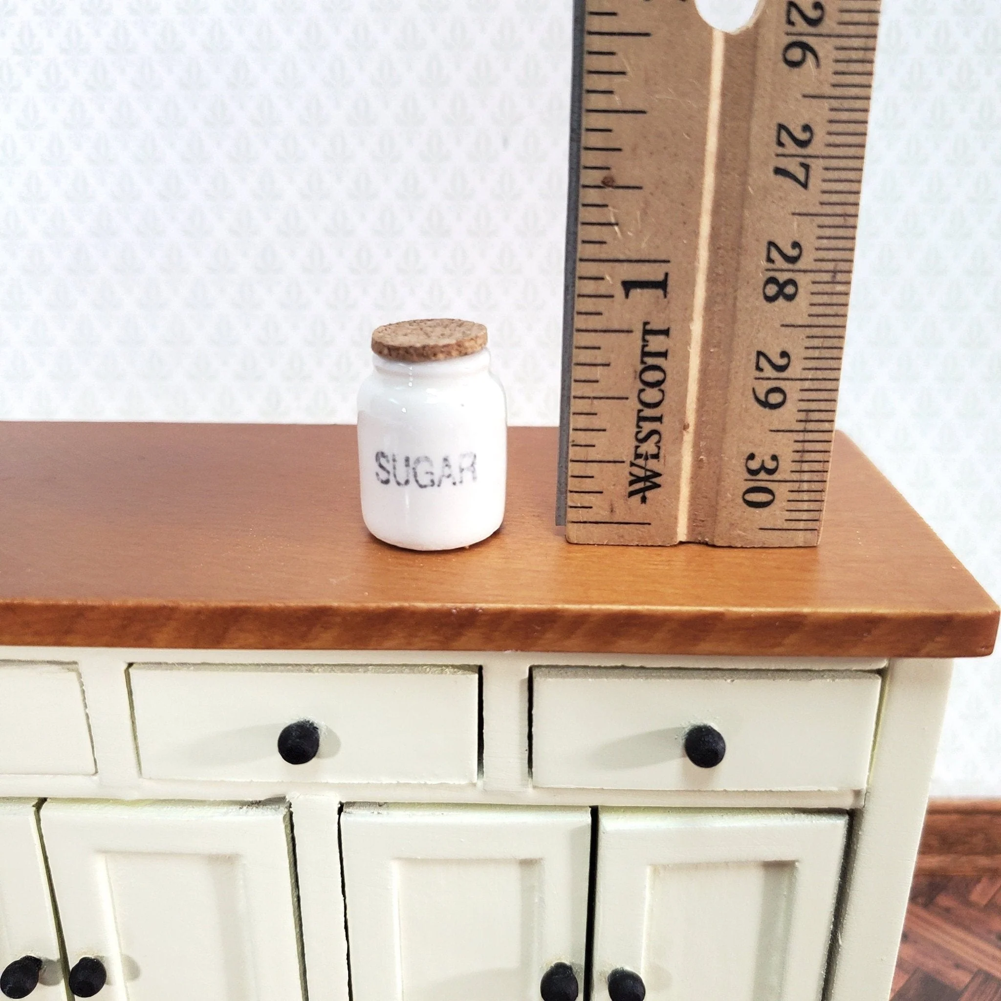 Dollhouse White Crock SUGAR with Cork Top 1:12 Scale Miniature Handmade Kitchen - Image 4