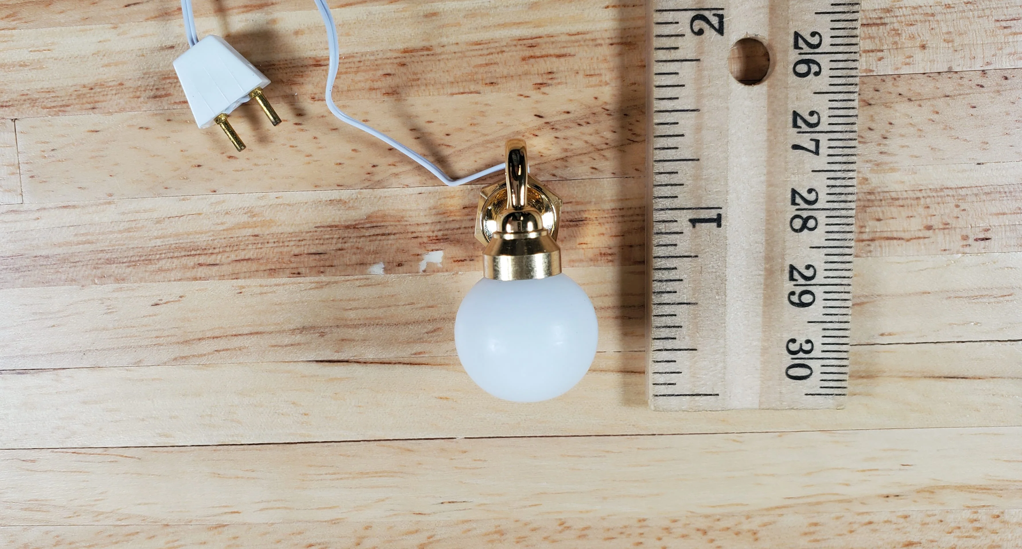 Dollhouse White Globe Wall Sconce 12 Volt with Plug 1:12 Scale Miniature Light - Image 6