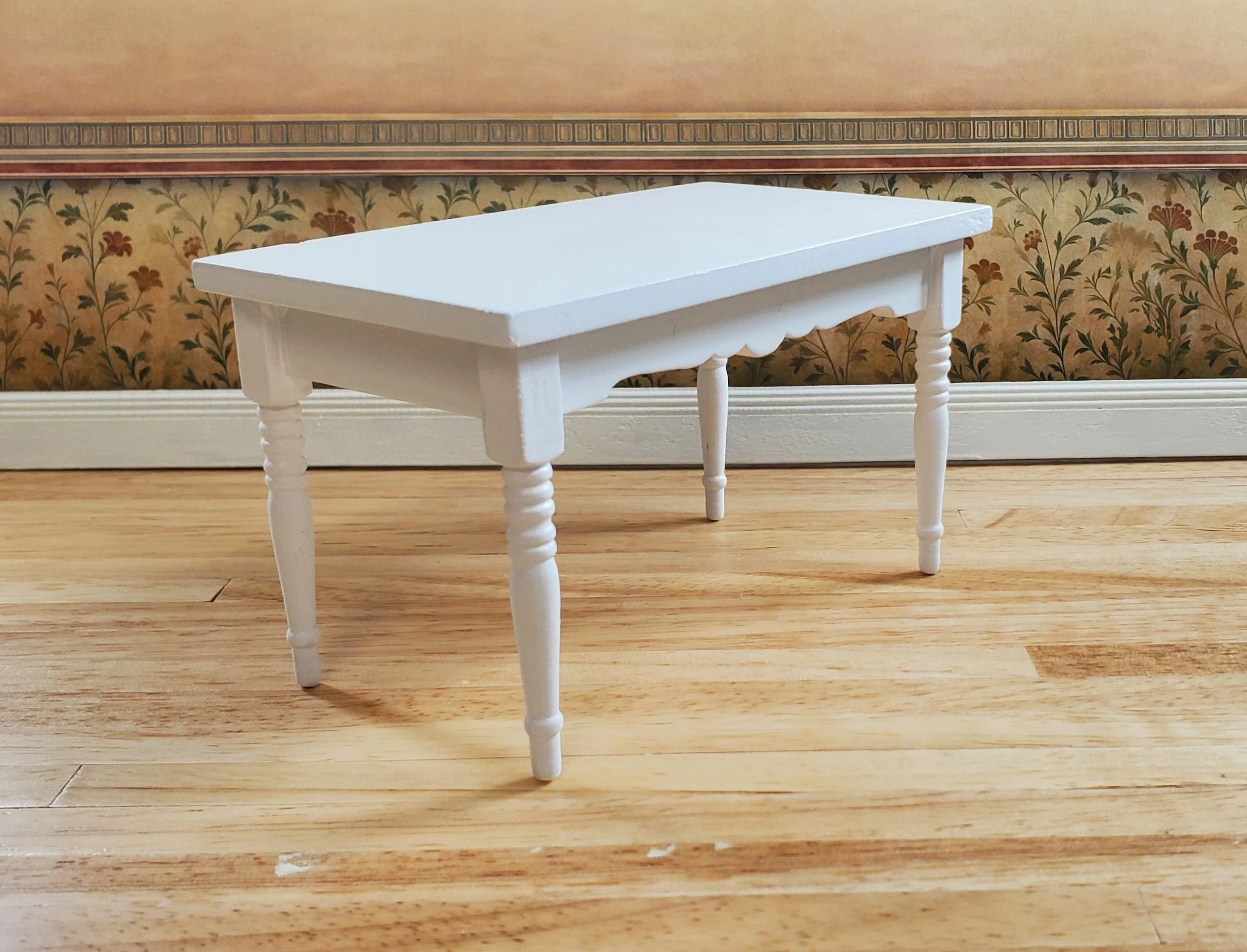 Dollhouse White Kitchen Table 1:12 Scale Miniature Wood Furniture - Image 3