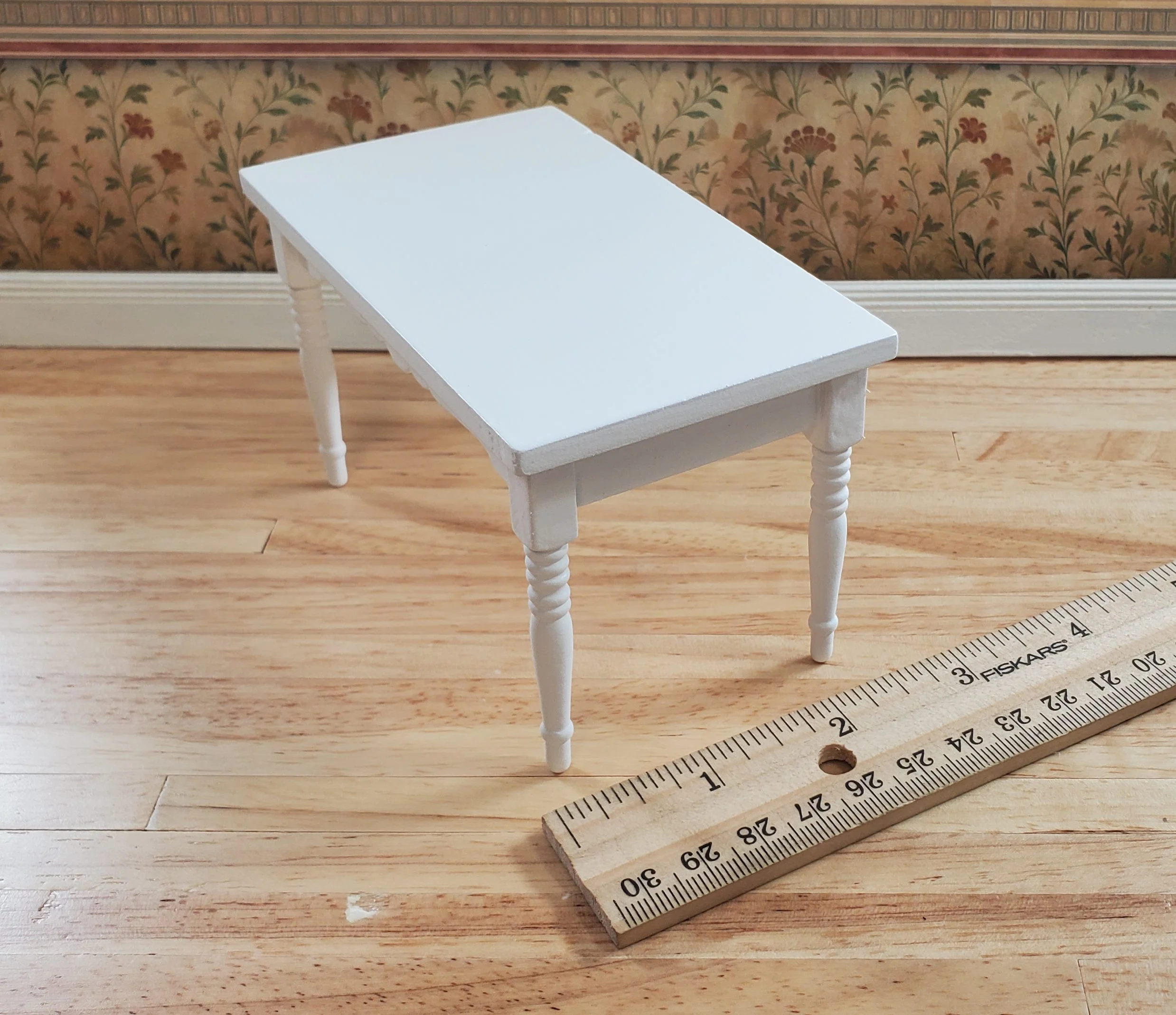 Dollhouse White Kitchen Table 1:12 Scale Miniature Wood Furniture - Image 5