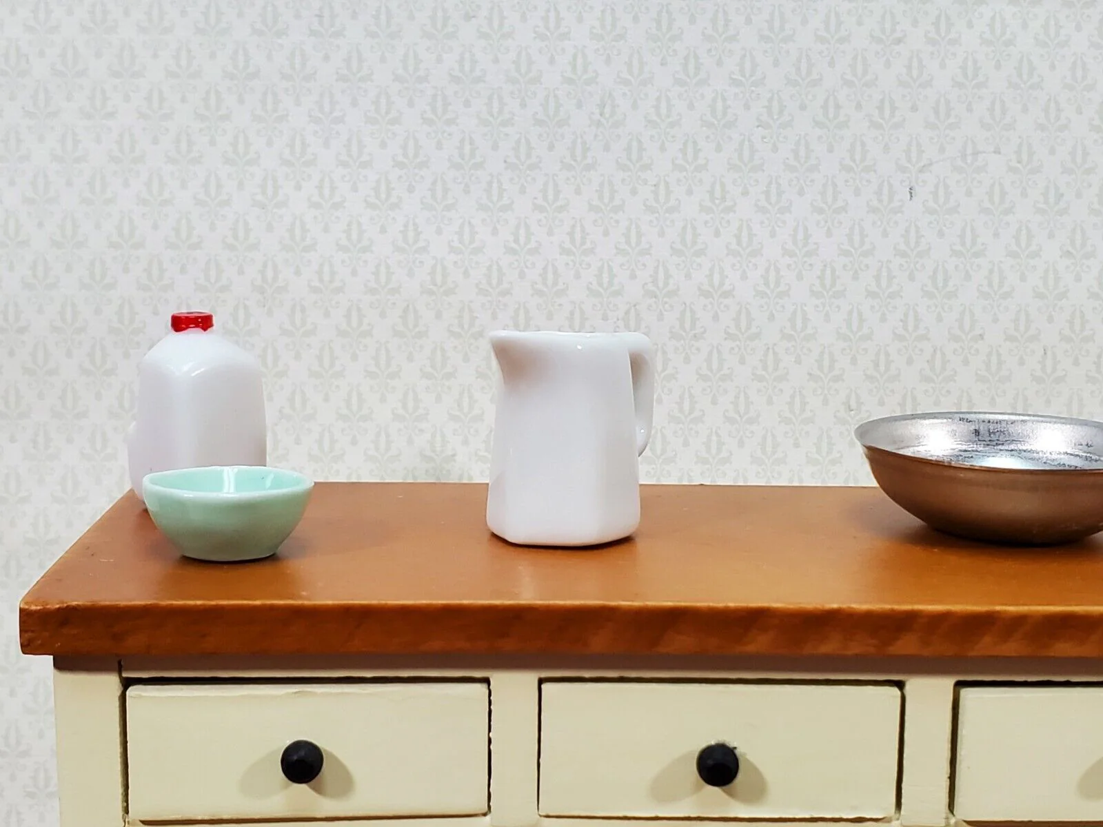 Dollhouse White Pitcher with Handle Ceramic 1:12 Scale Miniature Kitchen Dishes - Image 3
