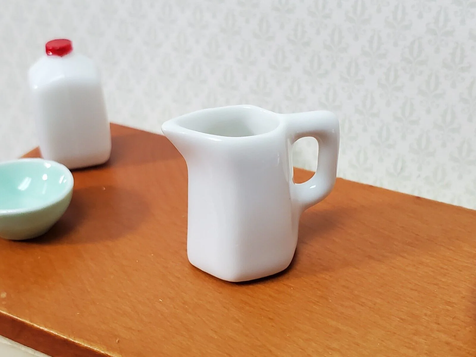Dollhouse White Pitcher with Handle Ceramic 1:12 Scale Miniature Kitchen Dishes - Image 4