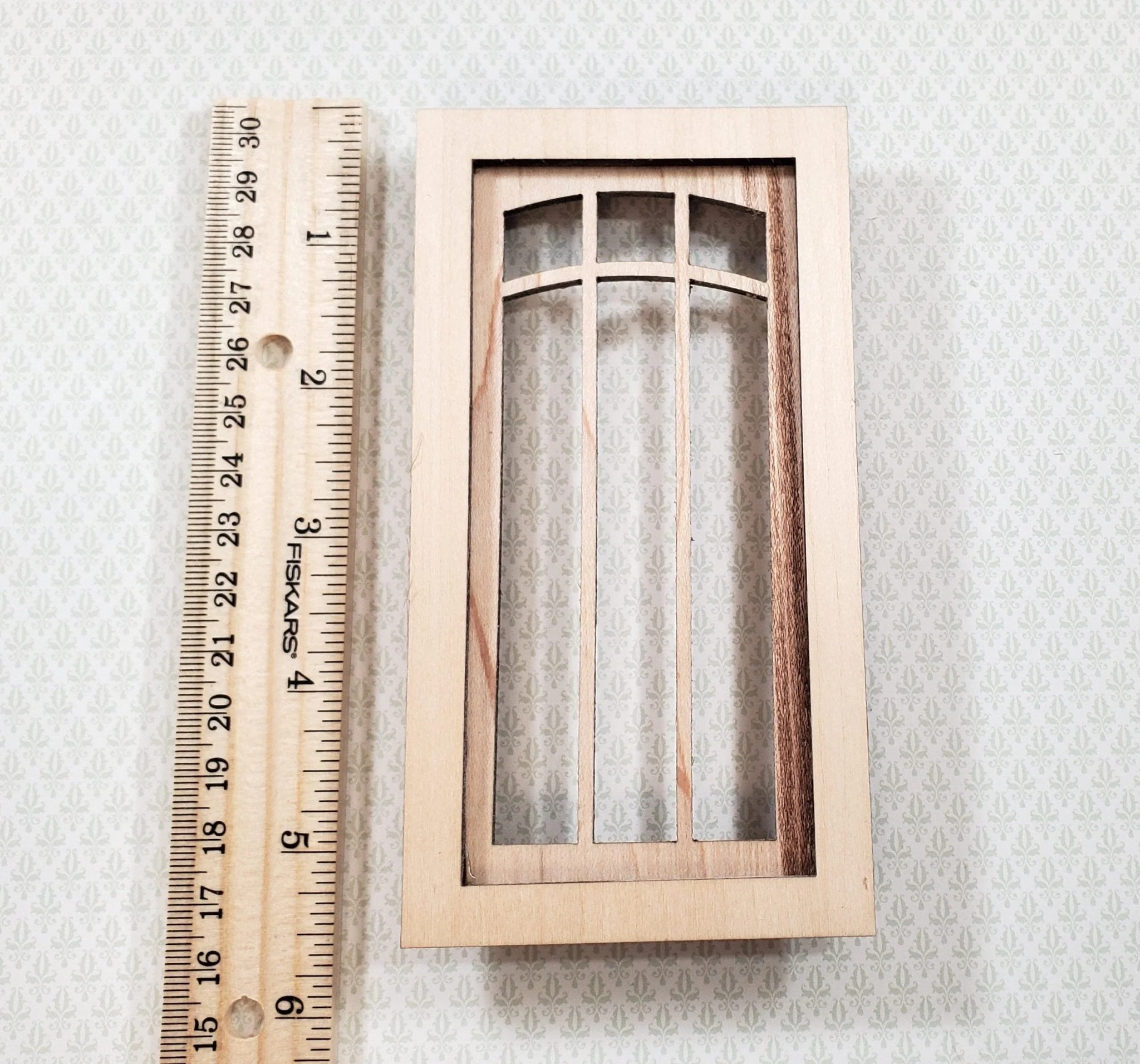 Dollhouse Window Arch 6 Light Wood Acrylic 1:12 Scale Miniature Alessio 2197 - Image 3
